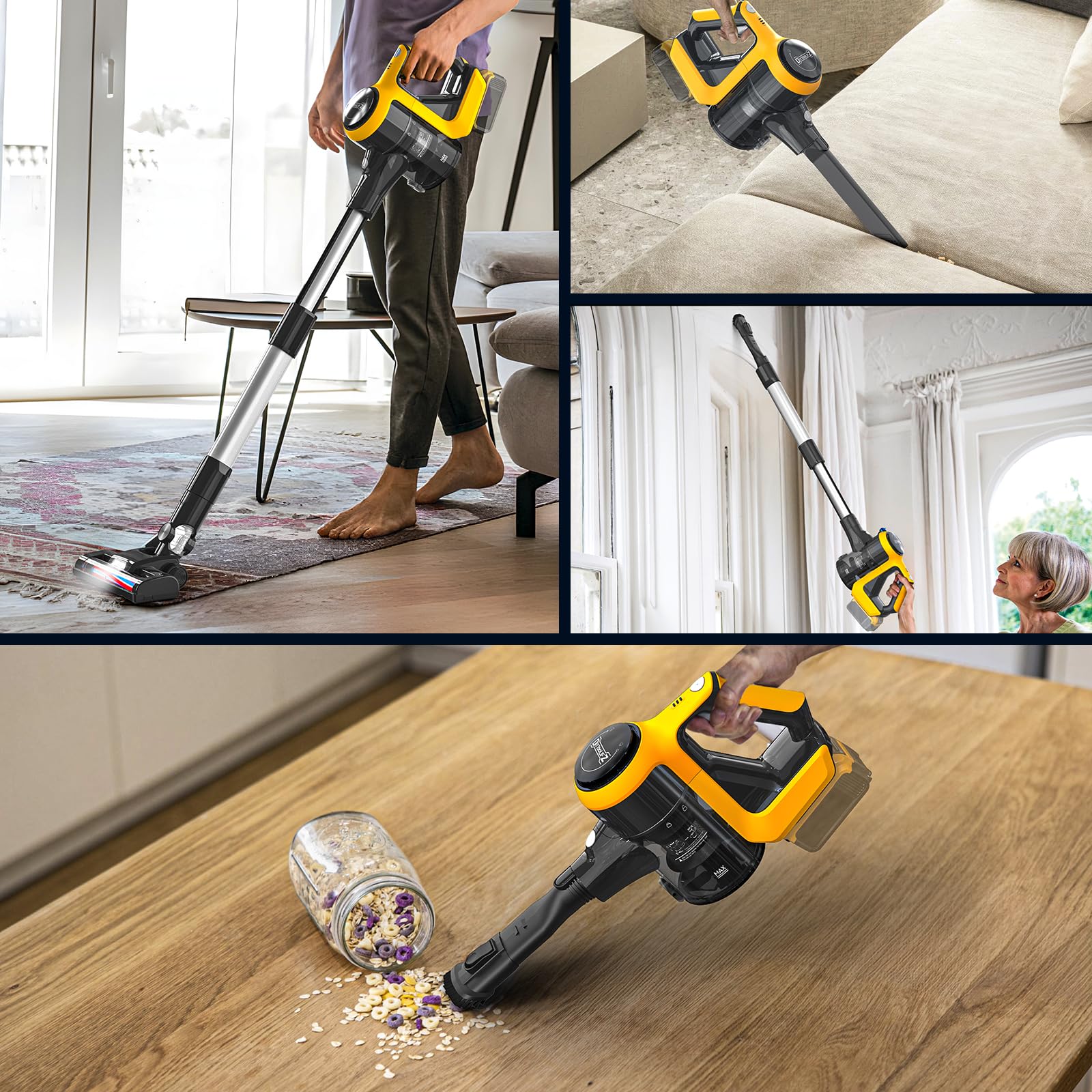 **DeWALT 20V Cordless Stick Vacuum Cleaner (No Battery Included) - 30kPa Lightweight, 2-Mode Suction, 180° Bendable Wand for Hard Floors, Pet Hair, Car & Carpet - Ideal for Quick Cleanups & Tight Spaces (250W)**