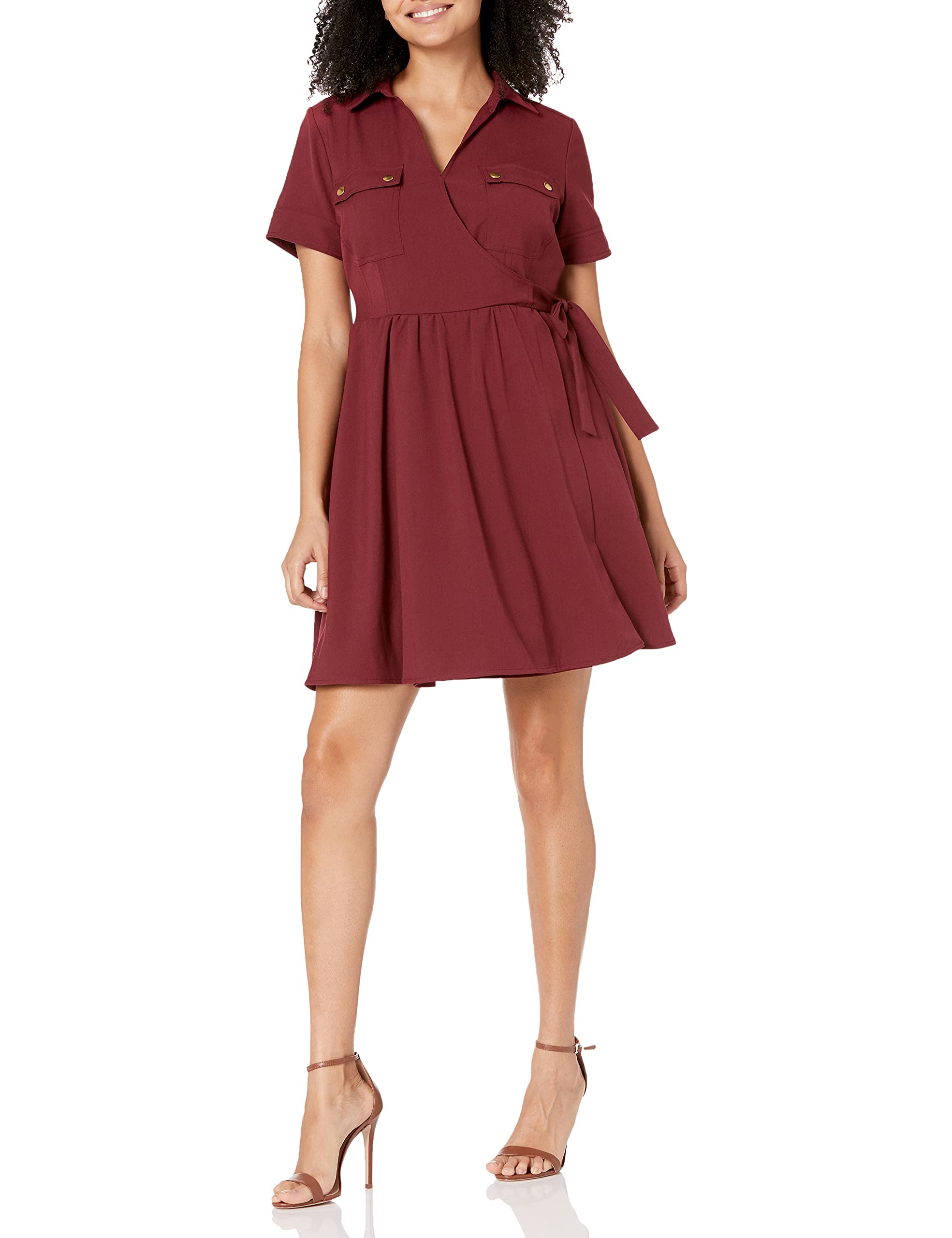 Sharagano Women's Wrap Shirt Dress for Work & Casual Wear