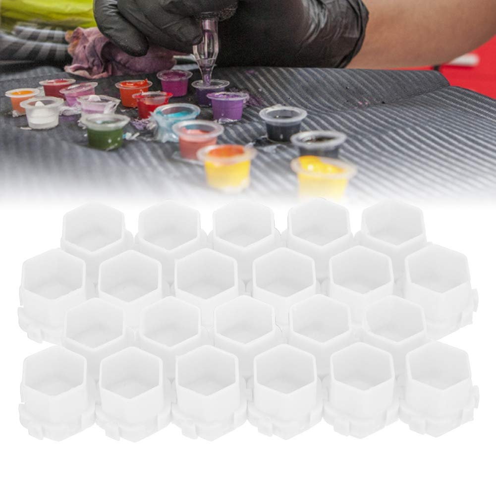 200Pcs White Tattoo Ink Cups - Disposable Pigment Holder for Tattoo Artists & Semi-Permanent Makeup | Empty Ink Storage Boxes for Professional Tattooing & Cosmetic Procedures