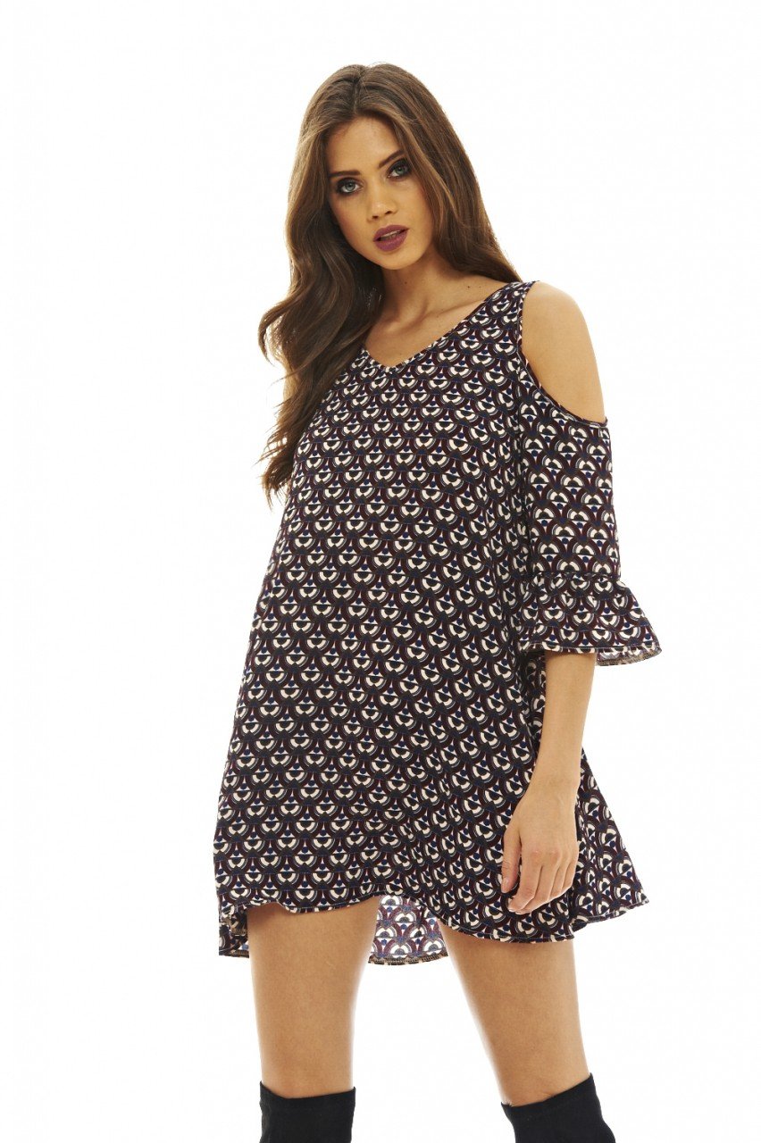 AX Paris Women's Cold Shoulder Swing Dress - Flowy Summer Party Dress for Weddings, Cocktails & Beach Vacations | Plus Size Options Available