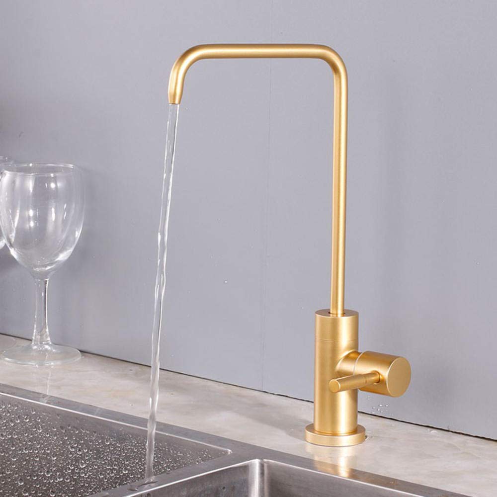 1/4'' Stainless Steel Reverse Osmosis Drinking Water Filter Faucet - Direct Pure Water Tap for Kitchen Sink - Gold Finish - Perfect for Clean Drinking Water & Cooking