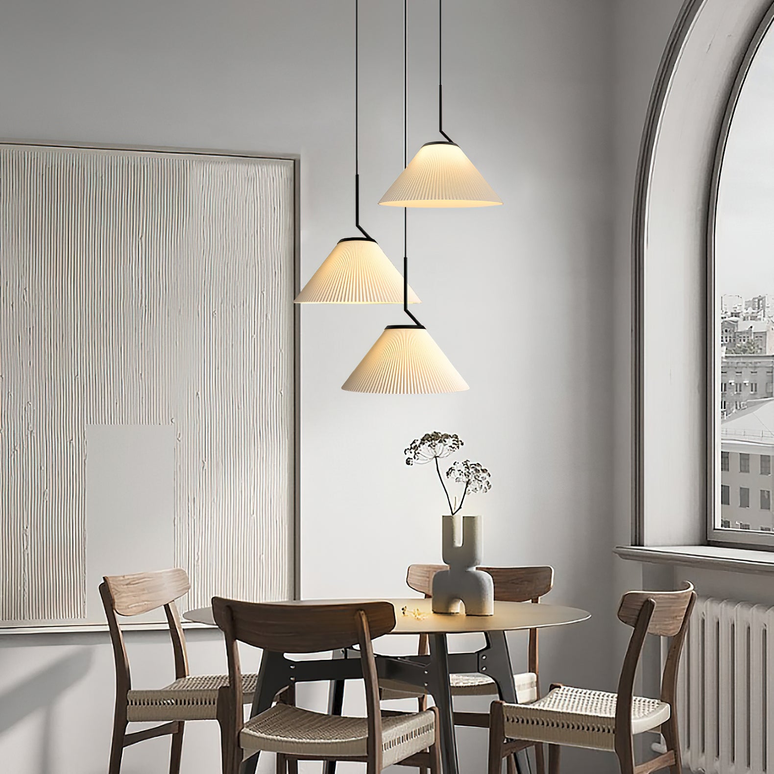 Nobu Pleated Pendant Light - Modern Scandinavian Style Hanging Lamp for Dining Room, Kitchen Island & Bedroom Lighting