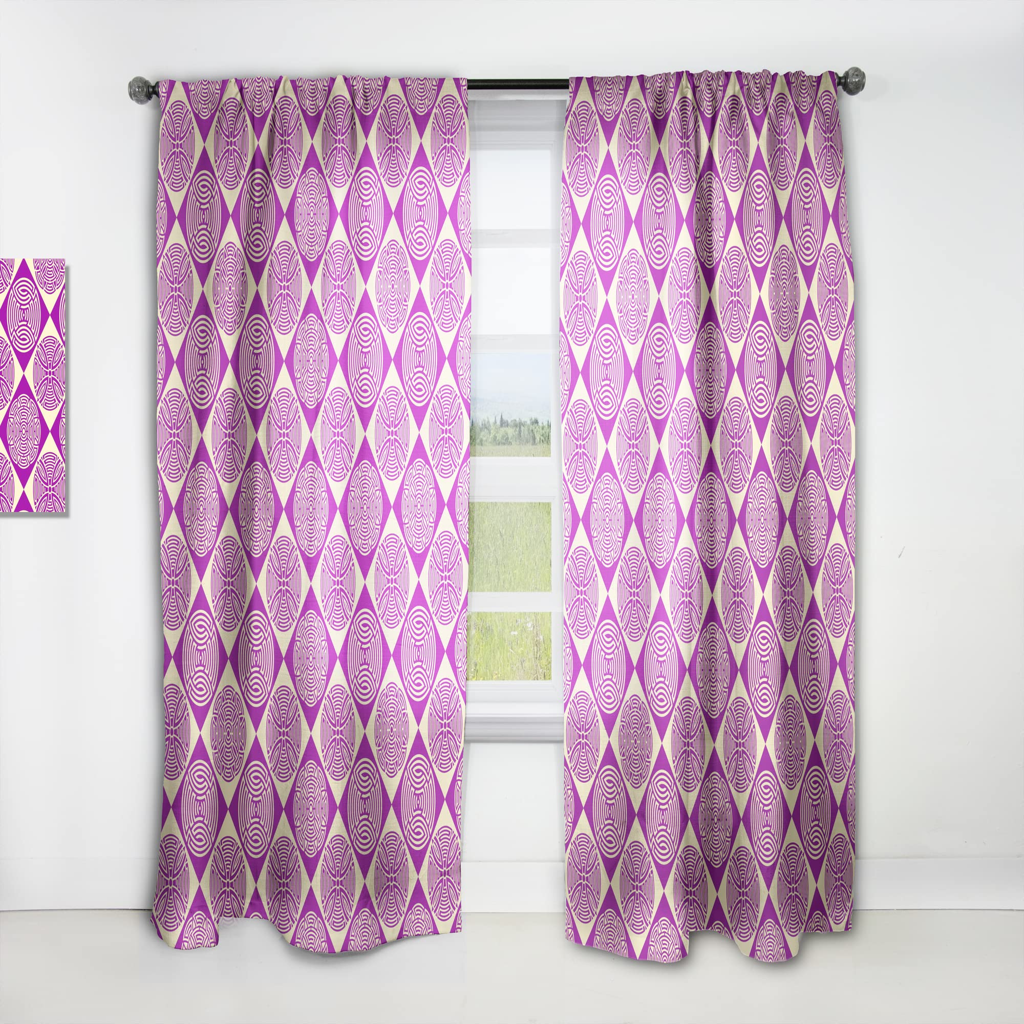 DesignQ Retro Abstract Pattern Thermal Insulated Curtains - Single Panel 52x120 - Blackout Drapes for Bedroom & Living Room - Perfect for Home Decor & Light Control