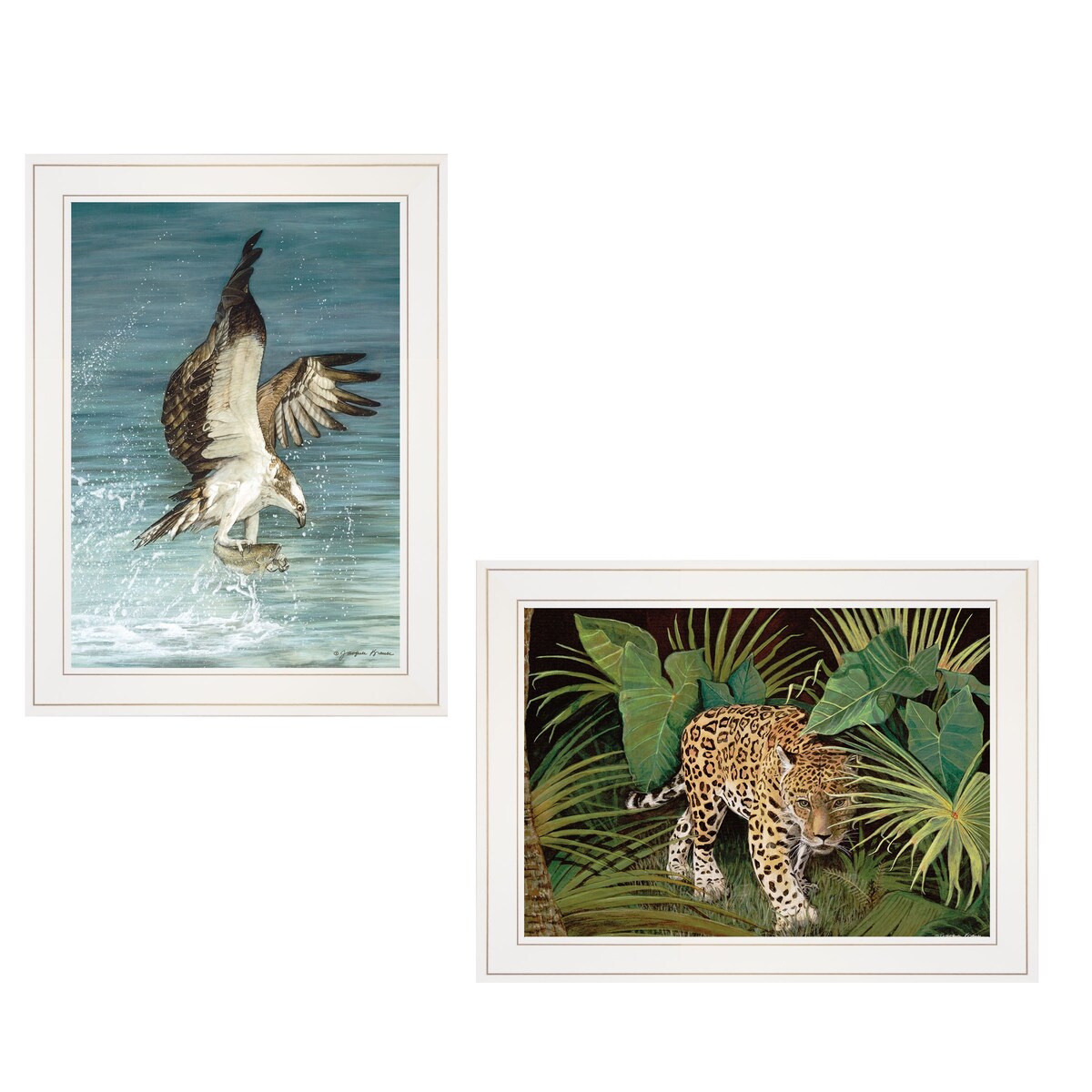 Beautiful Hunters 2-Piece Vignette Wall Art by Jacquee Krause - White Framed Canvas Paintings for Living Room, Bedroom & Office Decor