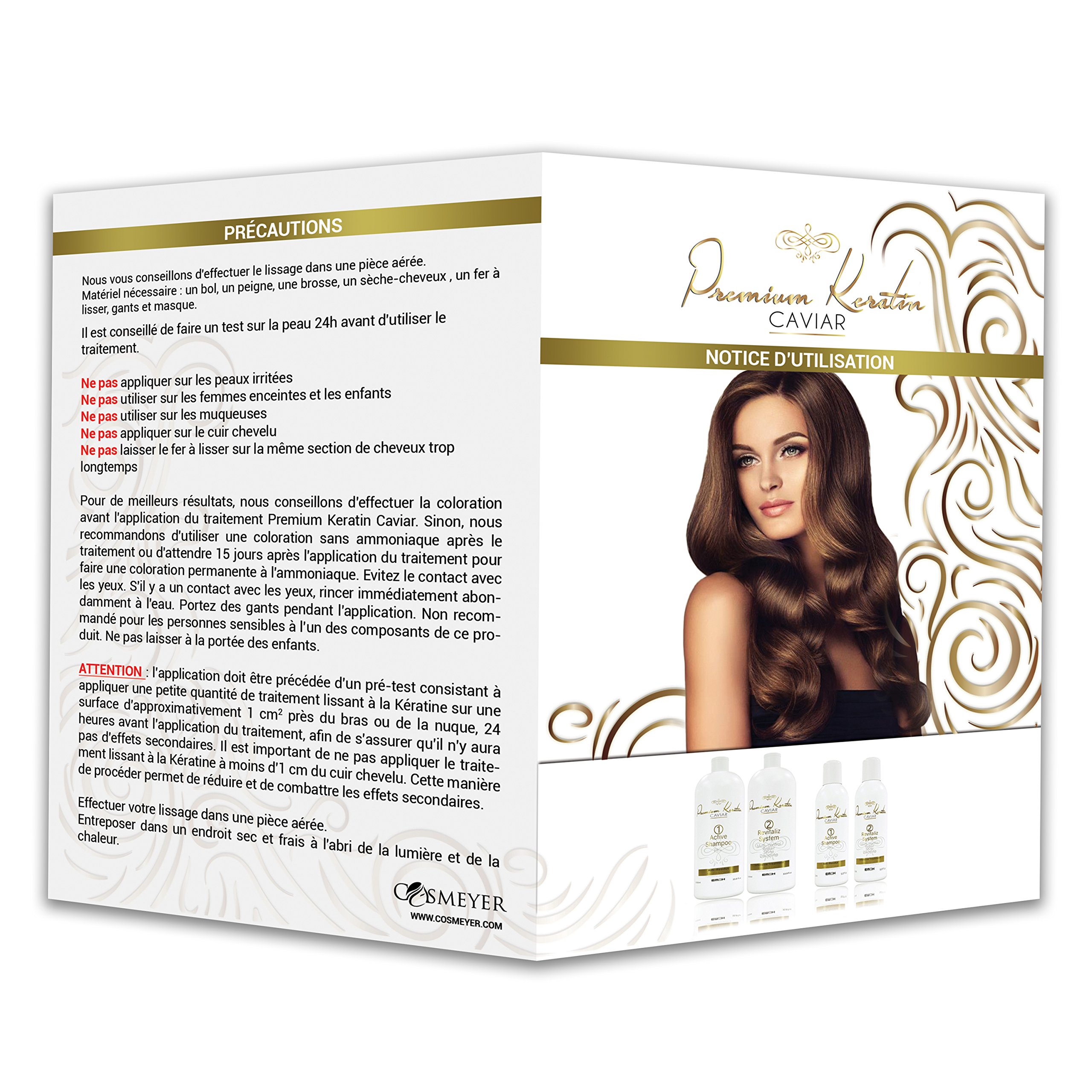 EM2H COSMETICS Premium Keratin Caviar Hair Smoothing Treatment Kit - Brazilian Blowout with Caviar Extracts (2 x 500ml) for Frizz Control & Salon-Quality Smoothing at Home