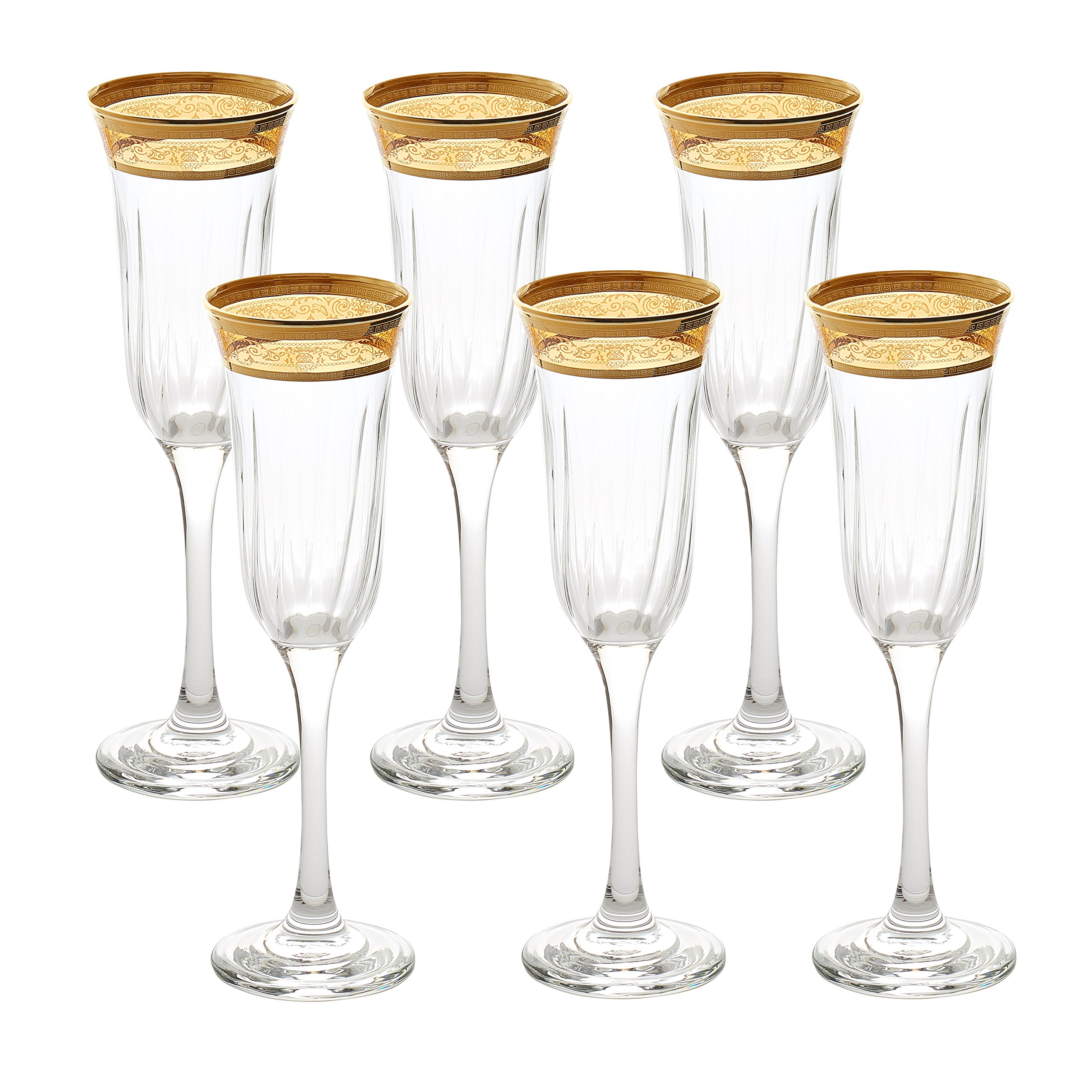 Elegant Modern Glass Drinkware Set - 6-Piece 9 oz Amber Champagne Flutes for Parties, Weddings & Special Events - Perfect for Hosting, Celebrations & Gift Giving