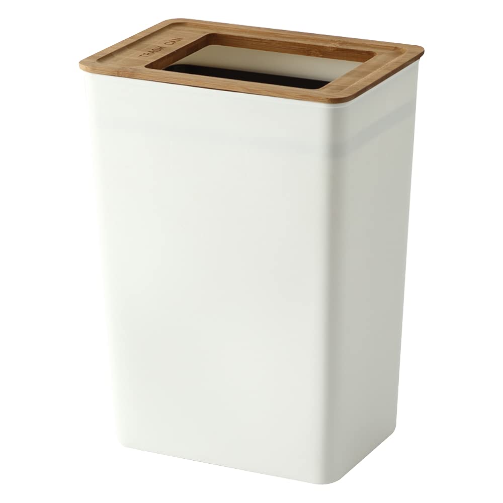 Slim Rectangular Bathroom Trash Can - 1.85Gal/7L Modern White Waste Basket with Open Top - Scandinavian Style Compact Trash Bin for Kitchen, Bathroom & Office (1-Pack) - Perfect for Small Spaces & Home Decor