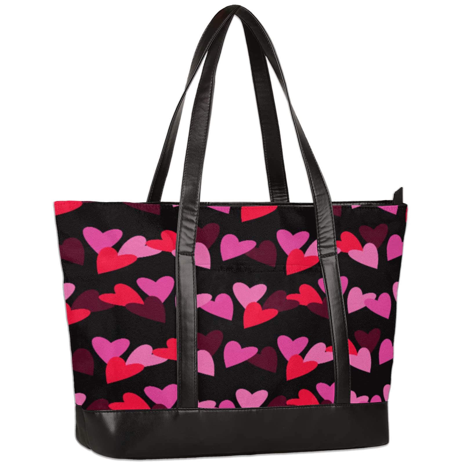 Stylish Love Heart Pattern Laptop Tote Bag for Women - 15.6 Inch Lightweight Waterproof Computer Bag, Durable Shoulder Handbag for Business, Office, School & Travel - Perfect Work Commute & Daily Essentials Carrier