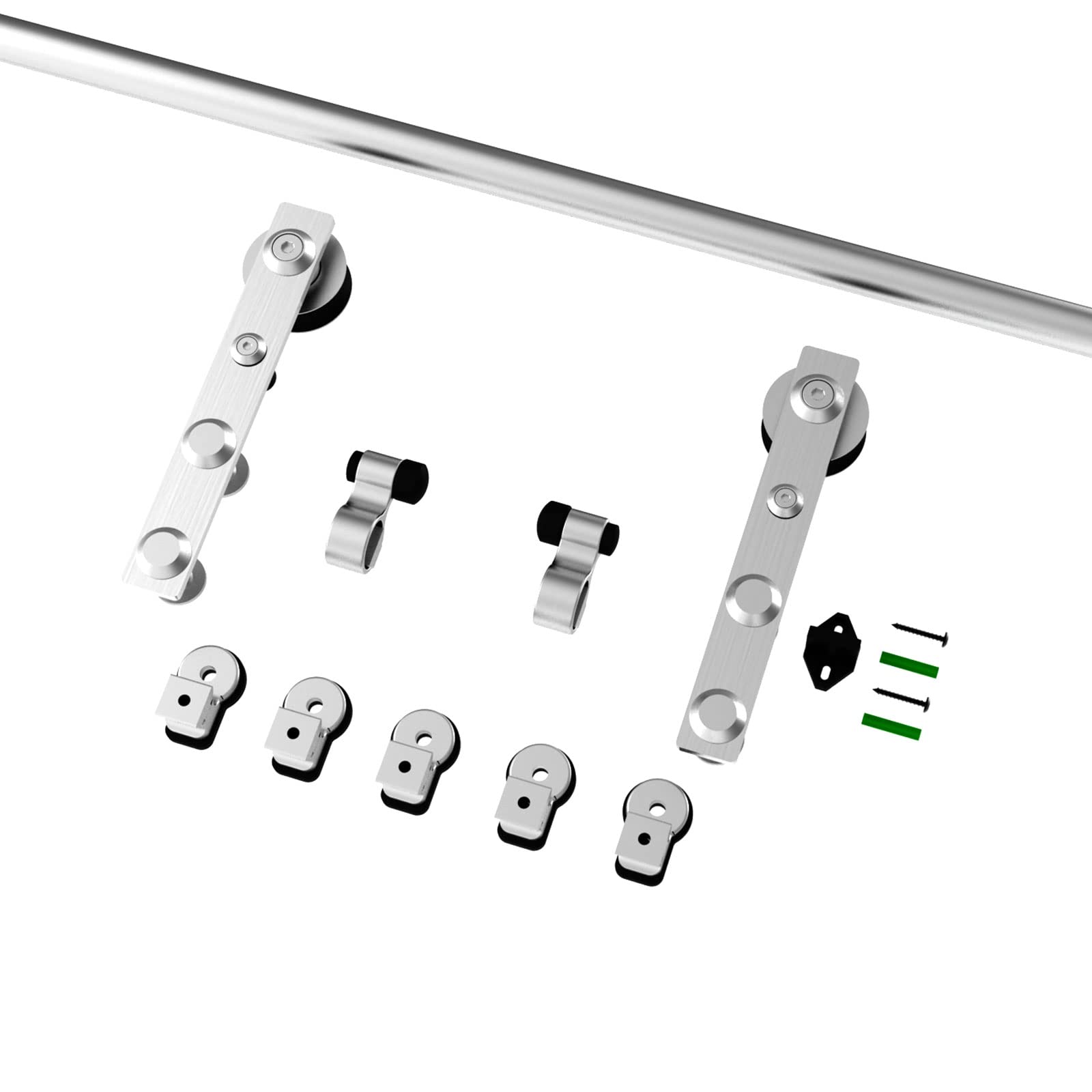 11FT Heavy Duty Stainless Steel Sliding Barn Door Hardware Kit for Single Wooden Door - Flat Shape Hanger - Perfect for Farmhouse, Loft & Rustic Home Decor