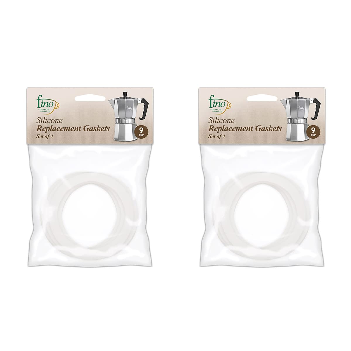 Fino 9-Cup Stovetop Espresso Maker Replacement Gasket - Durable Silicone Seal Ring (2 Sets of 4) - Perfect for Moka Pot Coffee Brewing at Home or Camping