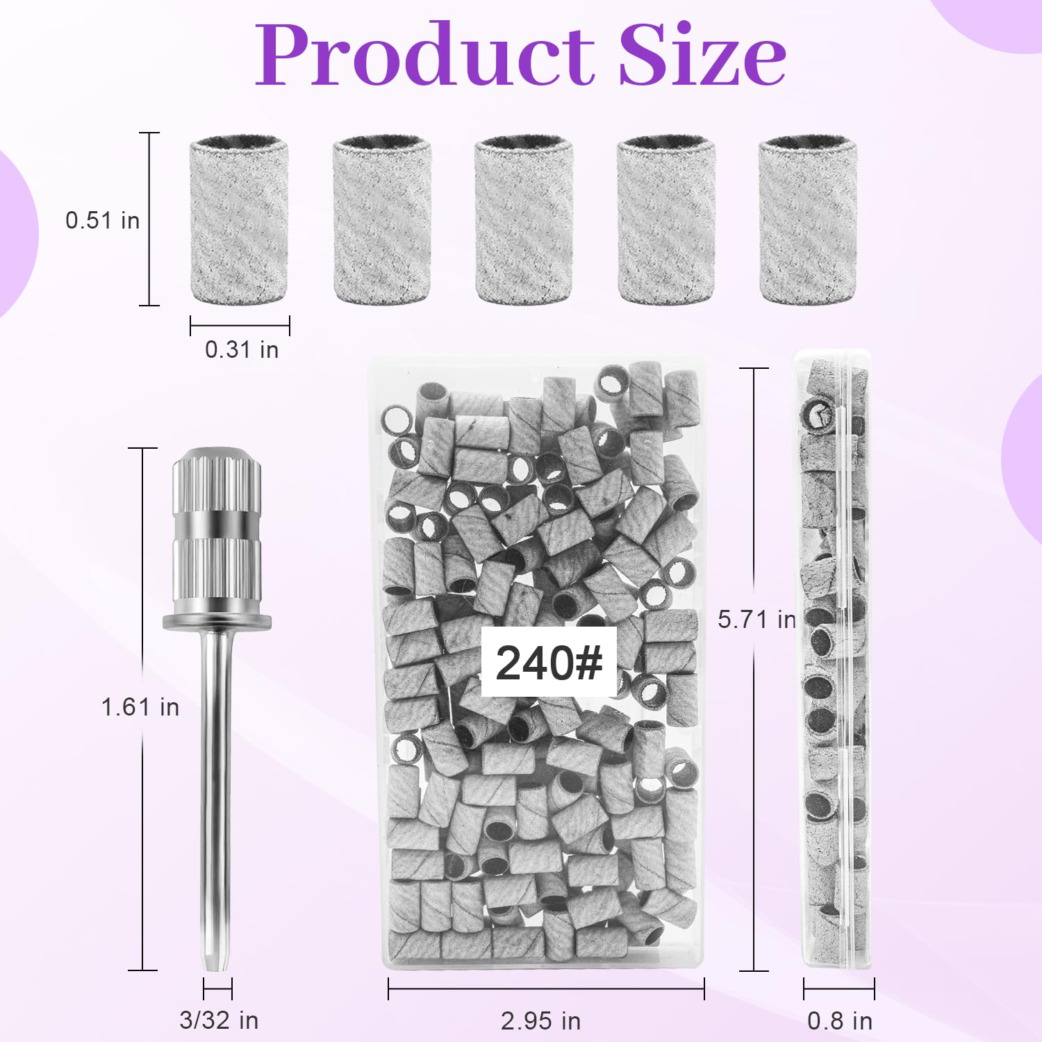 240 Grit Sanding Bands for Nail Drill - 100Pcs Extra Fine Nail Sanding Bands for Natural Nails Polishing, Shaping & Manicure - Professional Zebra Sanding Bands Set for At-Home & Salon Nail Care - Perfect for Gel, Acrylic & Pedicure Applications