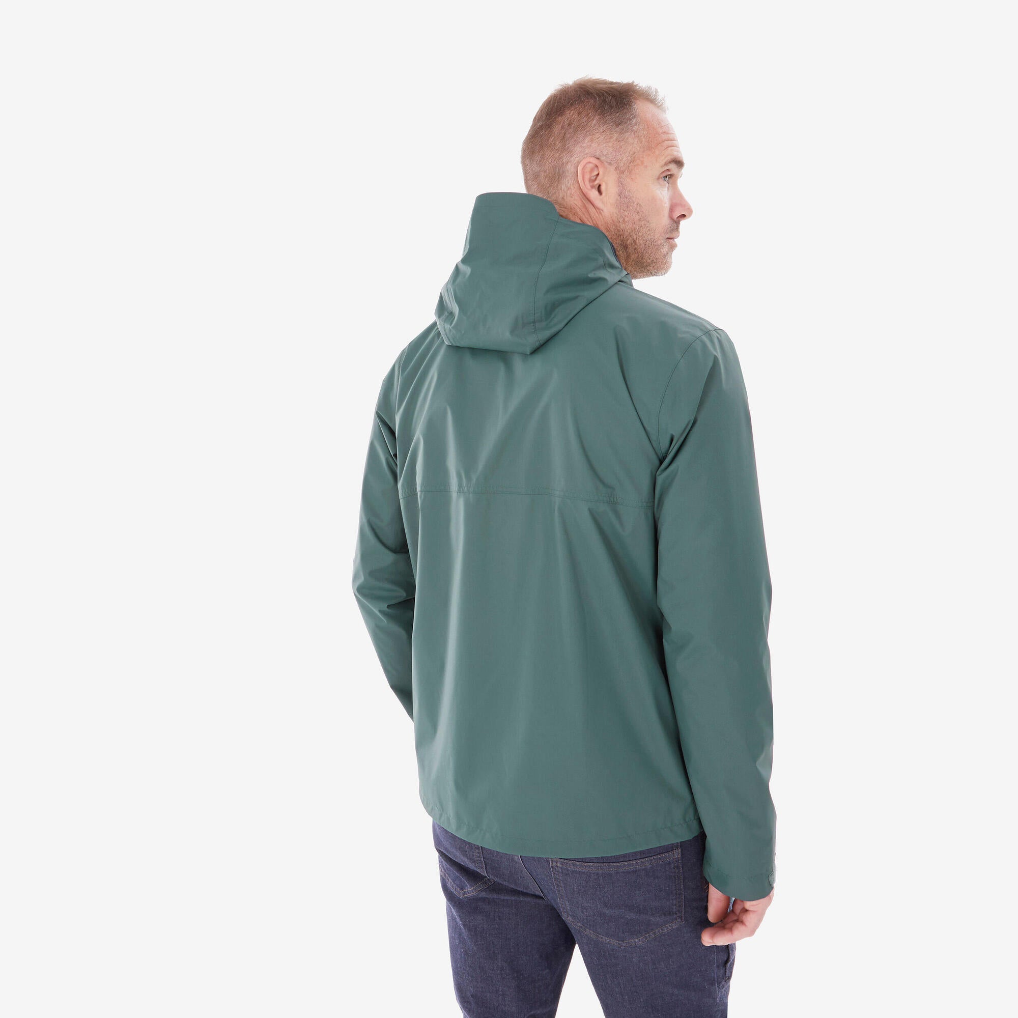 Quechua Men's NH500 Waterproof Rain Jacket - Lightweight Windproof Hiking Jacket for Outdoor Adventures & Travel
