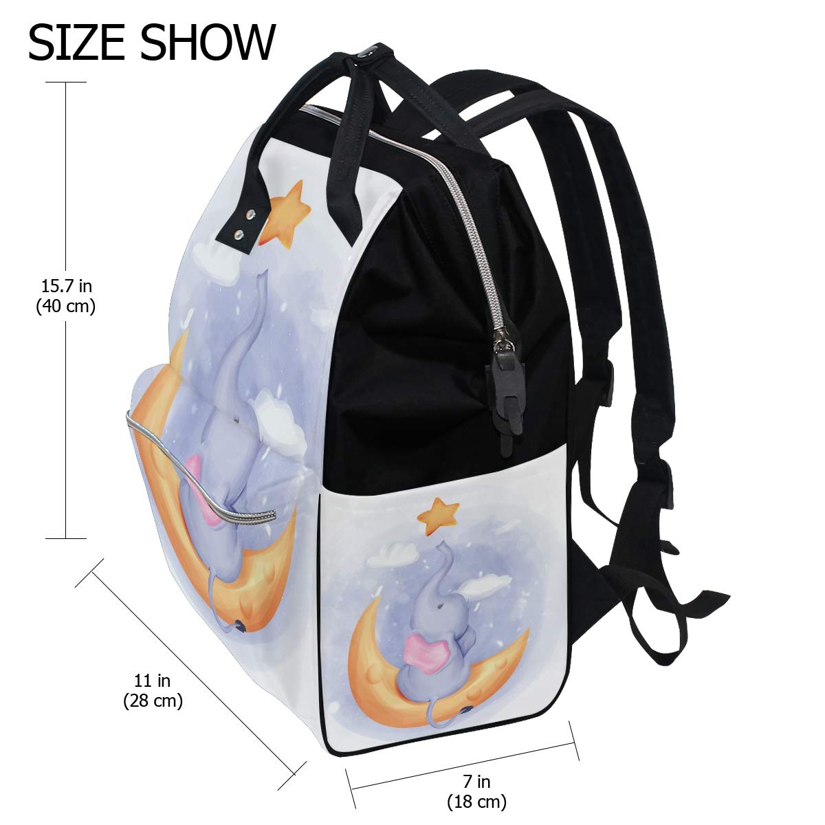**LDIYEU Baby Moon Elephant Star Diaper Backpack - Large Capacity Lightweight Travel Diaper Bag for Moms, Women & Girls - Perfect for Daycare, Outings & Family Trips**