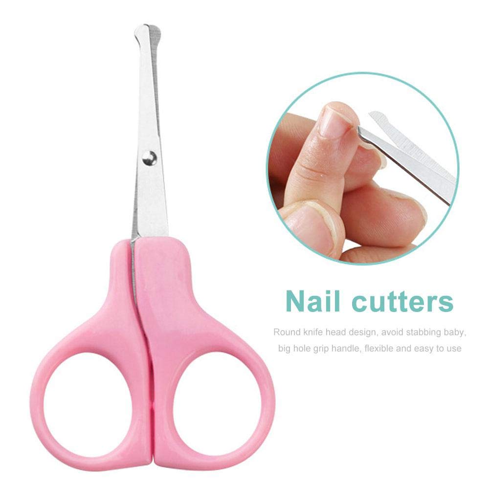 Volwco Baby Nail Clippers Kit - 4 Piece Nail Care Set with Scissors, Clipper, Nasal Tweezer & File for Newborns, Infants, Toddlers & Kids (Pink) | Safe & Gentle Grooming for Baby's Daily Care Routine