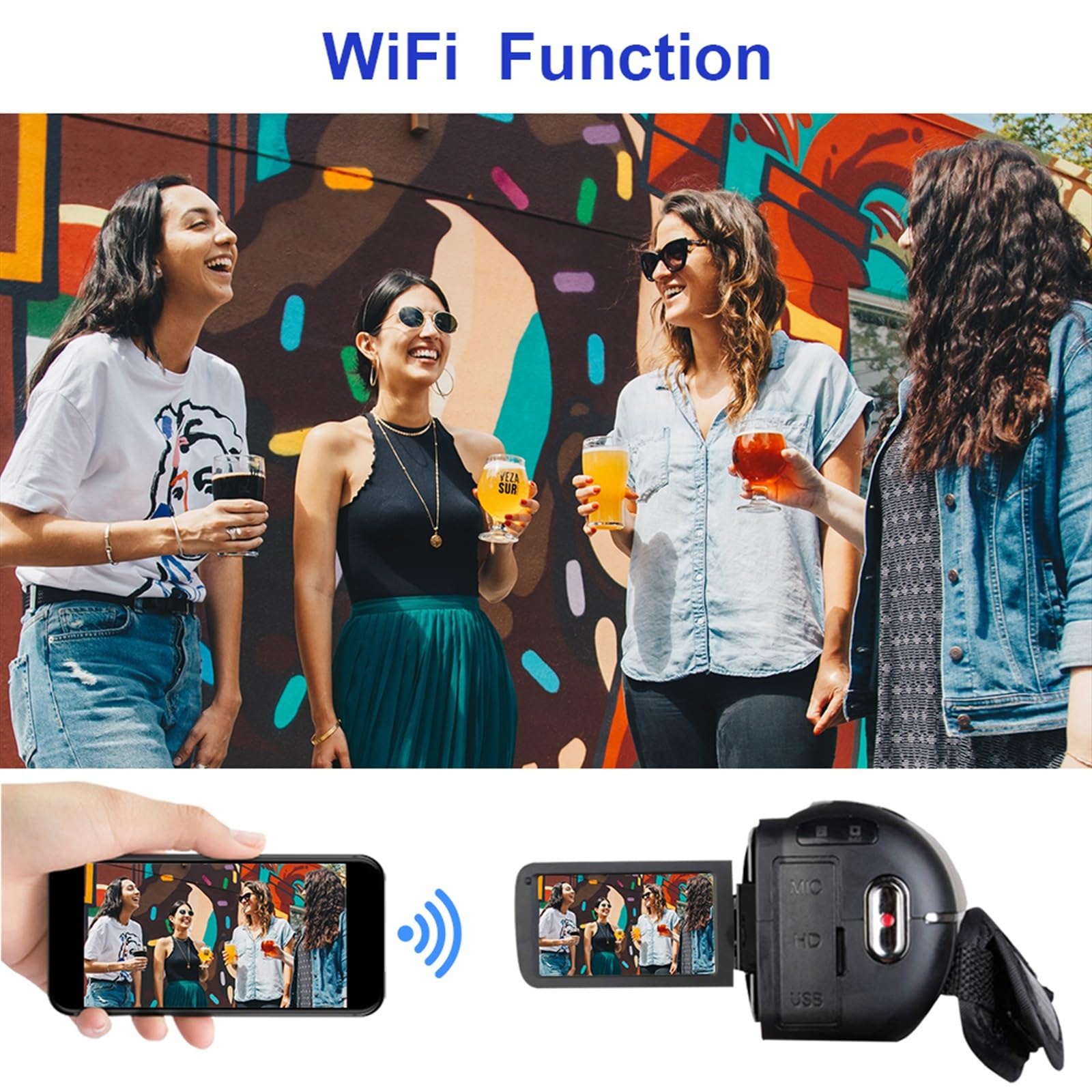 NMBHUS 4K Digital Camera with WiFi, Night Vision & Rotating Touch Screen - 32GB SD Card Included - Perfect for Vlogging, Outdoor Photography, Travel & Selfie Recording