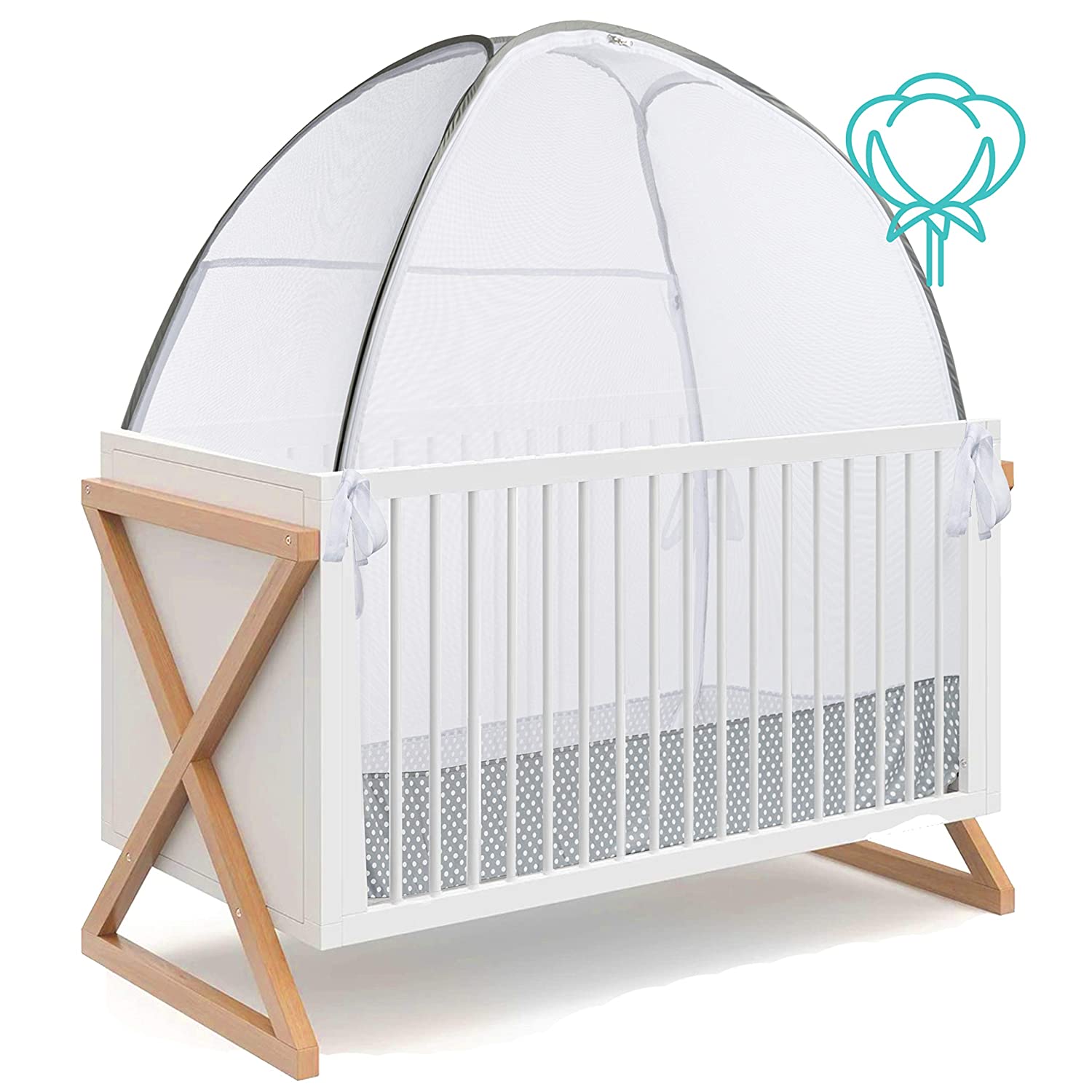 Green Frog 2-in-1 Baby Crib Safety Net & Pop Up Play Tent - Breathable Mesh for Safe Sleeping & Fun Playtime - Perfect for Nursery, Travel, and Outdoor Adventures