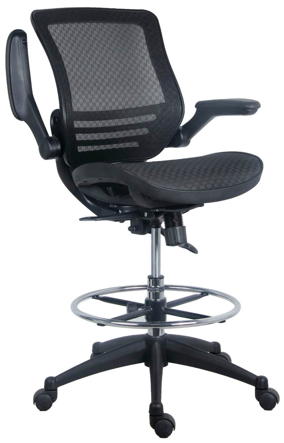 Harwick Evolve Mesh Big and Tall Drafting Chair - Dark Knight Edition [2250D DRK] - Ergonomic Office Chair for Architects & Designers - Perfect for Home Office & Studio Workspaces