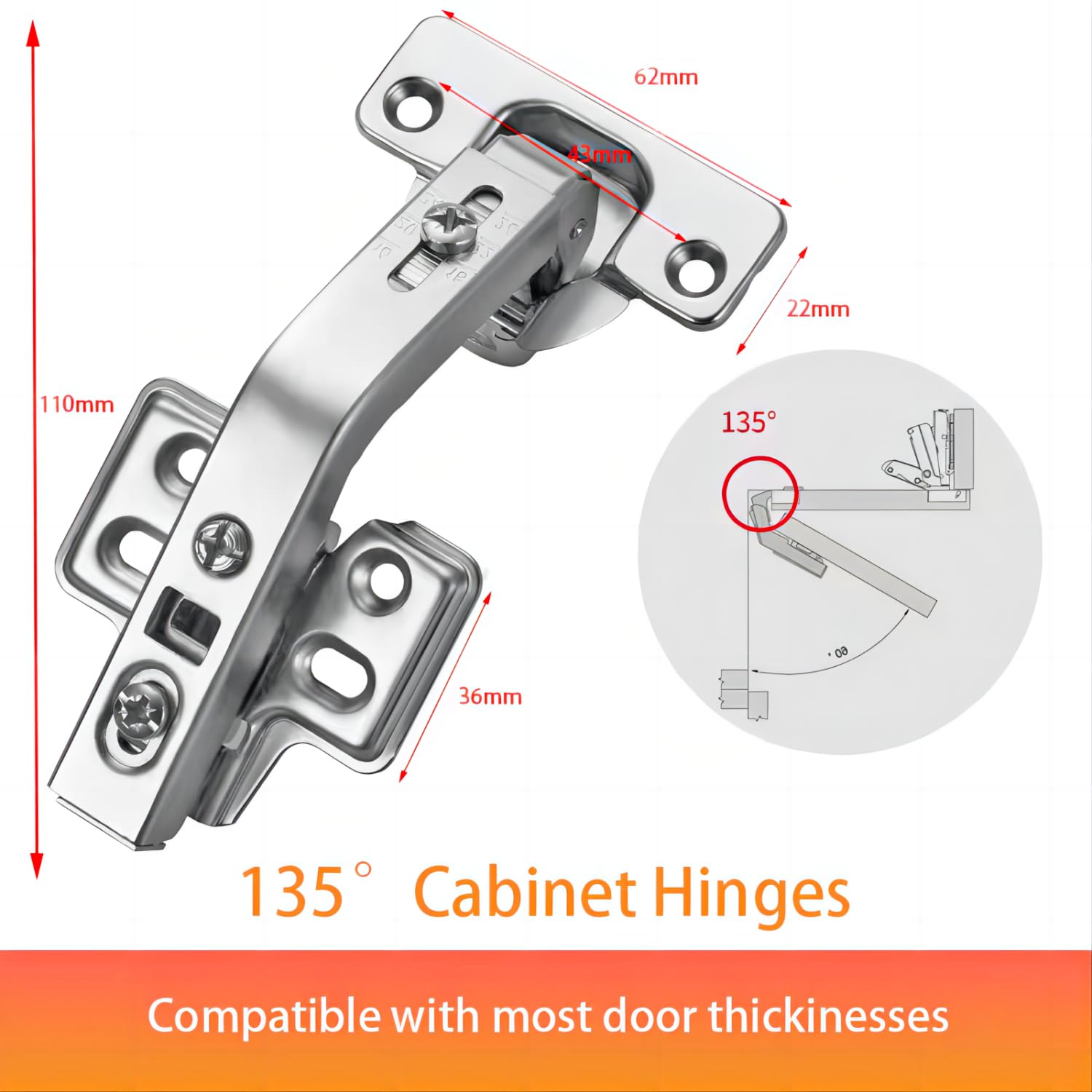 135° Lazy Susan Cabinet Organizer Hinges - 2 Pack Corner Cabinet Door Hinges for Kitchen Cabinet Replacement | Perfect for Corner Cabinets, Lazy Susans & Space-Saving Storage Solutions