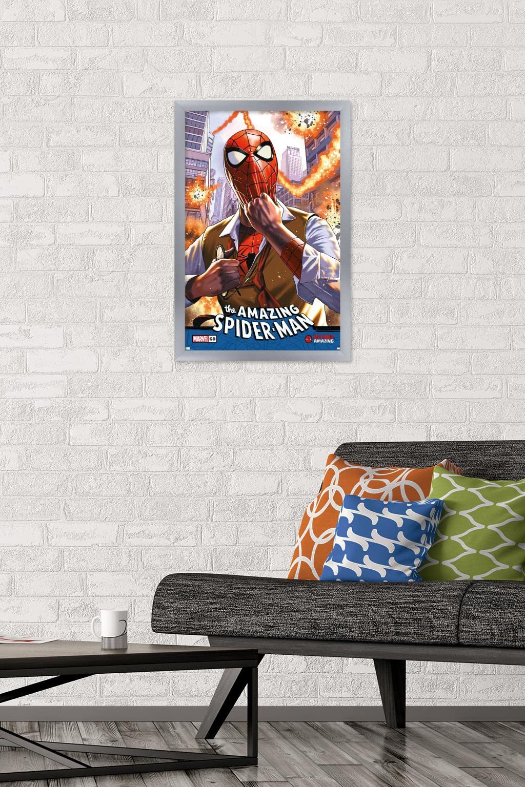 Marvel Comics Spider-Man: Beyond Amazing Wall Poster - 22.4x14.7 Inches Silver Framed Quick Change Cover | Home Decor, Office & Bedroom Wall Art for Superhero Fans