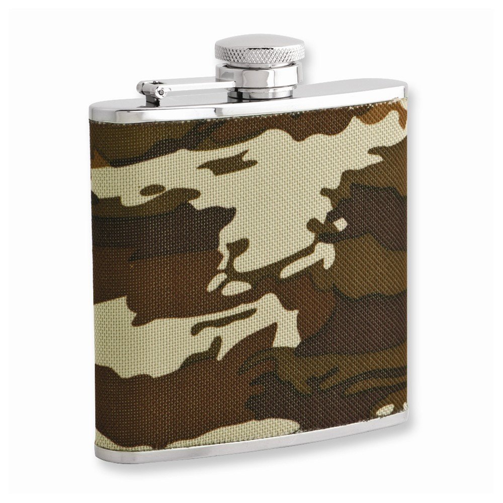 Jewels By Lux Rebel Steel Nylon Camo 5oz Stainless Steel Flask with Funnel - Perfect for Outdoor Adventures, Camping & Travel