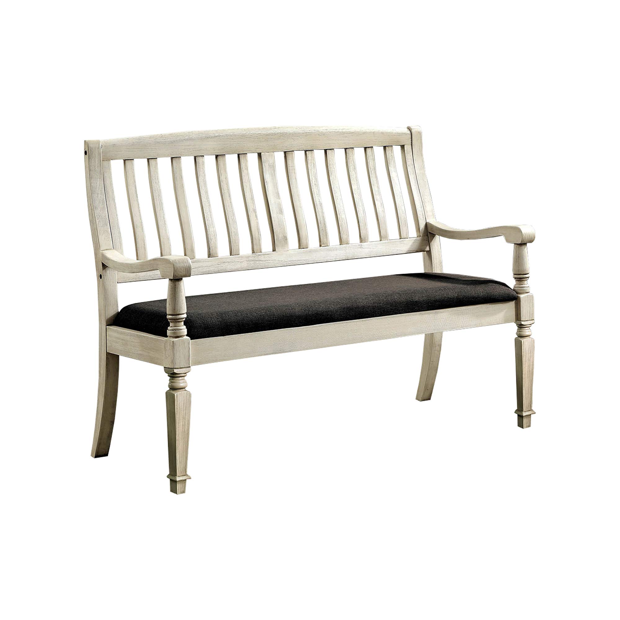 William's Home Furnishing Georgia Love Seat Bench in Antique White & Gray - Perfect for Entryway, Living Room, or Bedroom Decor