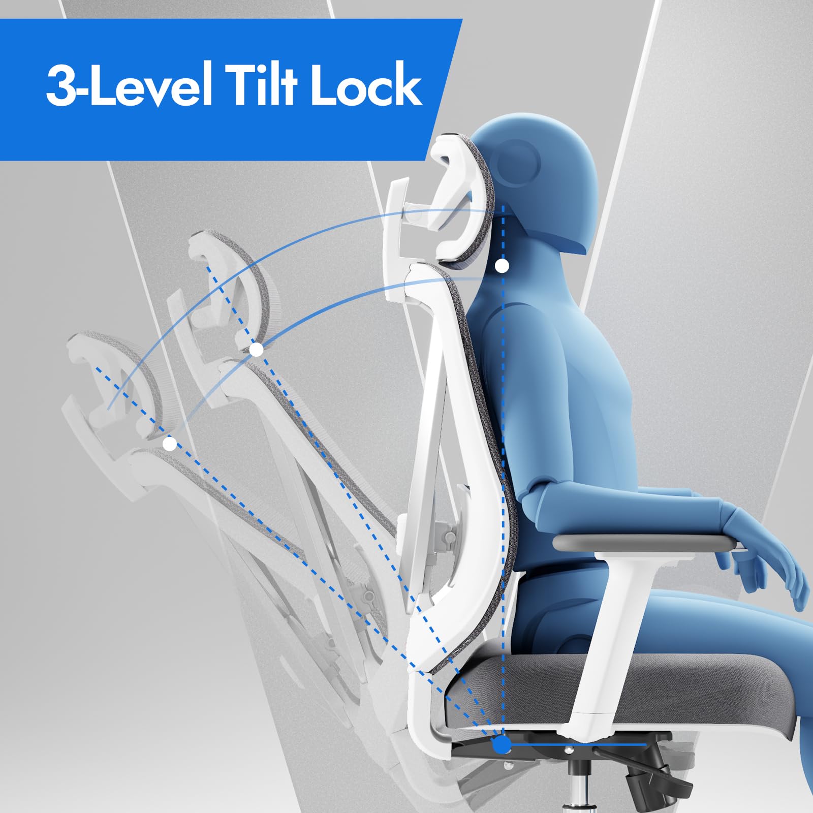 Ergonomic Office Chair with 3D Lumbar Support & Adjustable Armrests - Breathable Mesh Back, Height Adjustable Swivel Chair for Home Office, Gaming & Workstation - White (Perfect for Long Hours of Computer Work & Video Conferencing)