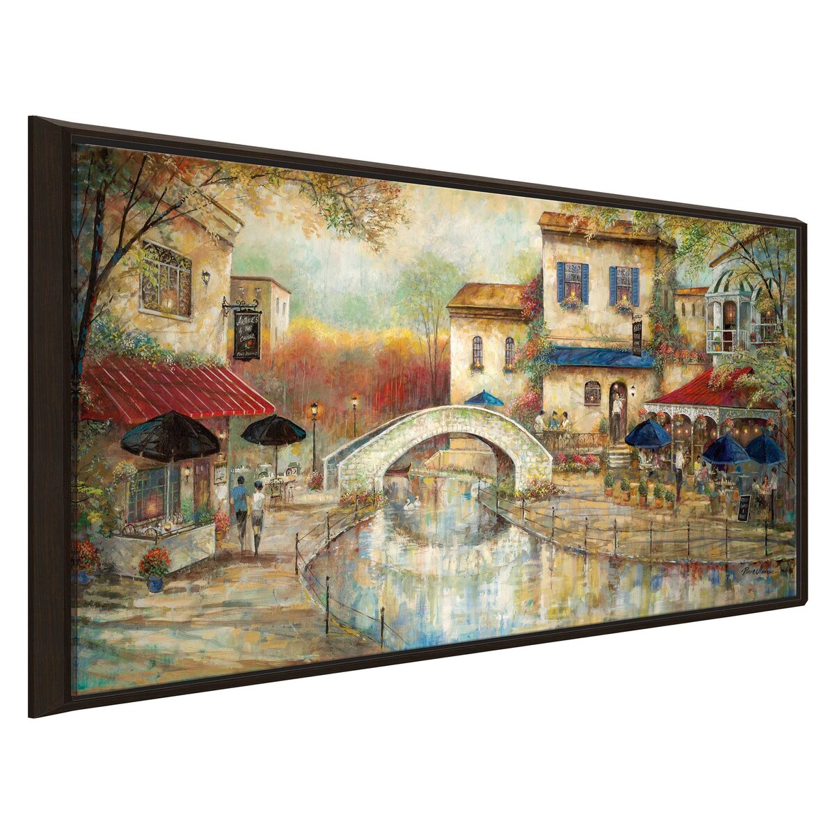 Arthurs by The Canal - Ruane Manning Floating Canvas Art Print - Perfect for Living Room, Bedroom & Office Decor