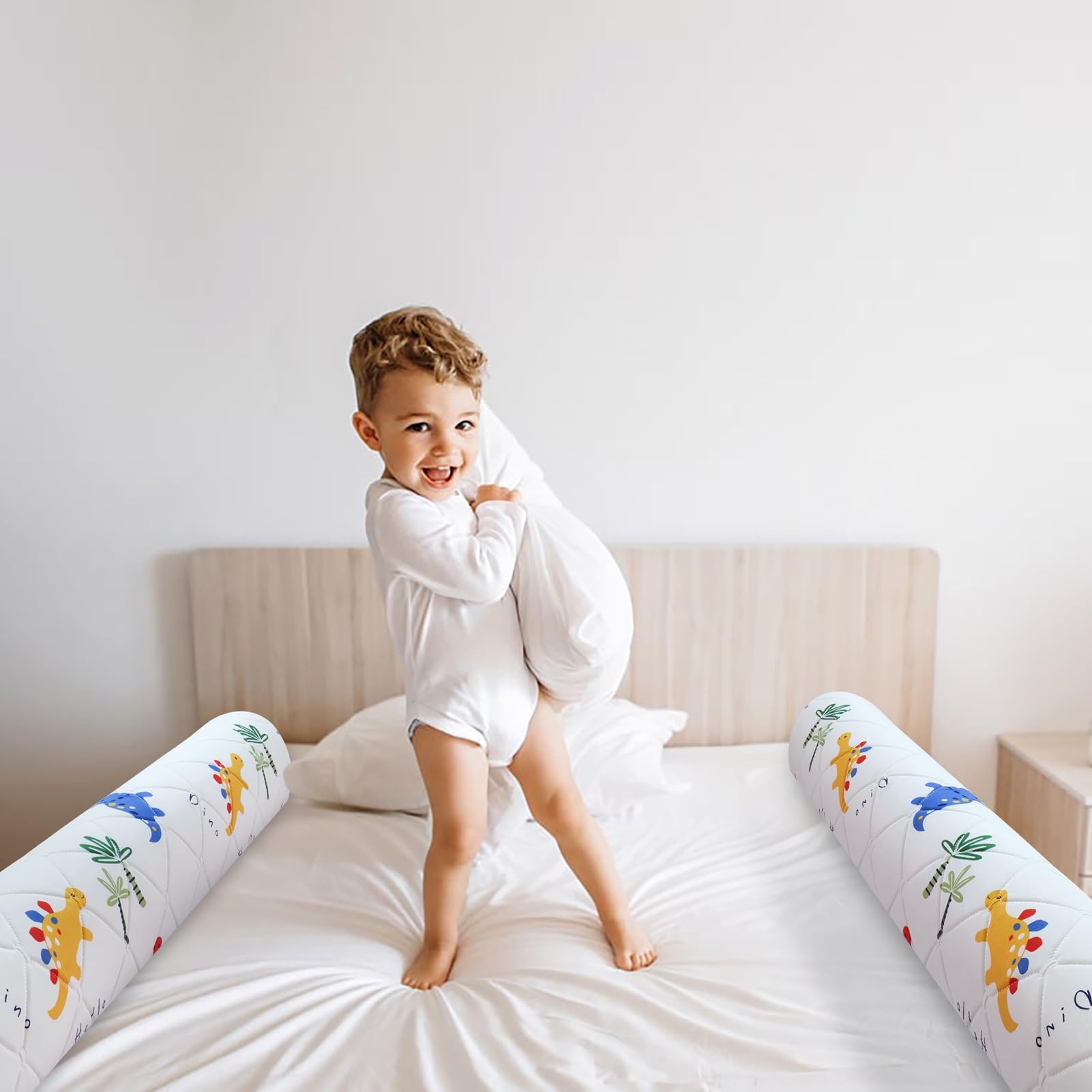 Premium 2-Pack Toddler Bed Bumpers - Non-Slip Foam Bed Rails for Twin, Queen & King Size Beds (52
