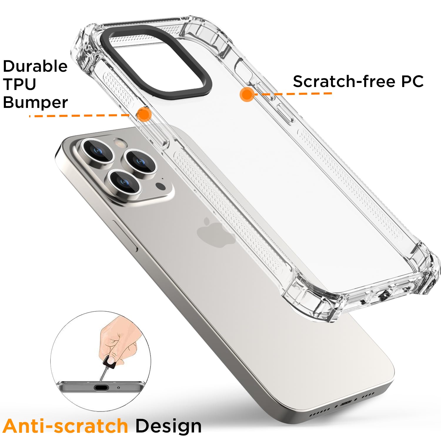 AICase Clear Shockproof iPhone 15 Pro Case | Military-Grade Drop Protection (21.3 FT) | Anti-Yellowing & Scratch-Resistant Cover | Perfect for Outdoor Activities, Sports & Daily Protection