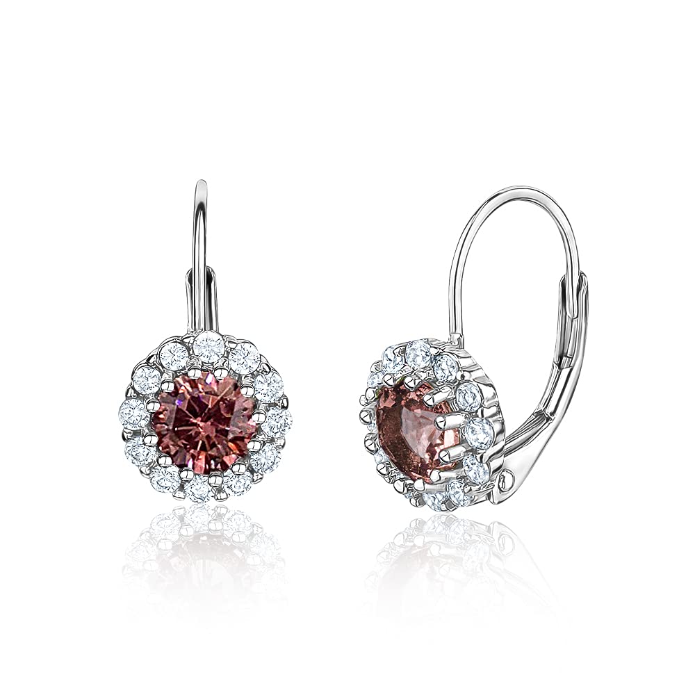 UNICORNJ Sterling Silver 925 Halo Leverback Earrings for Girls - 4mm Simulated Birthstone Jewelry | Perfect for Birthdays, Gifts & Special Occasions