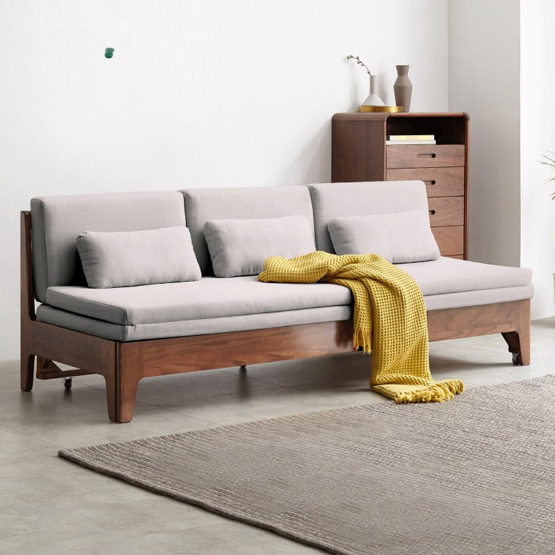 Solid Oak Wood Sofa Bed - Foldable & Convertible for Living Room, Guest Room, or Small Spaces - Multi-Functional Furniture for Comfort & Style