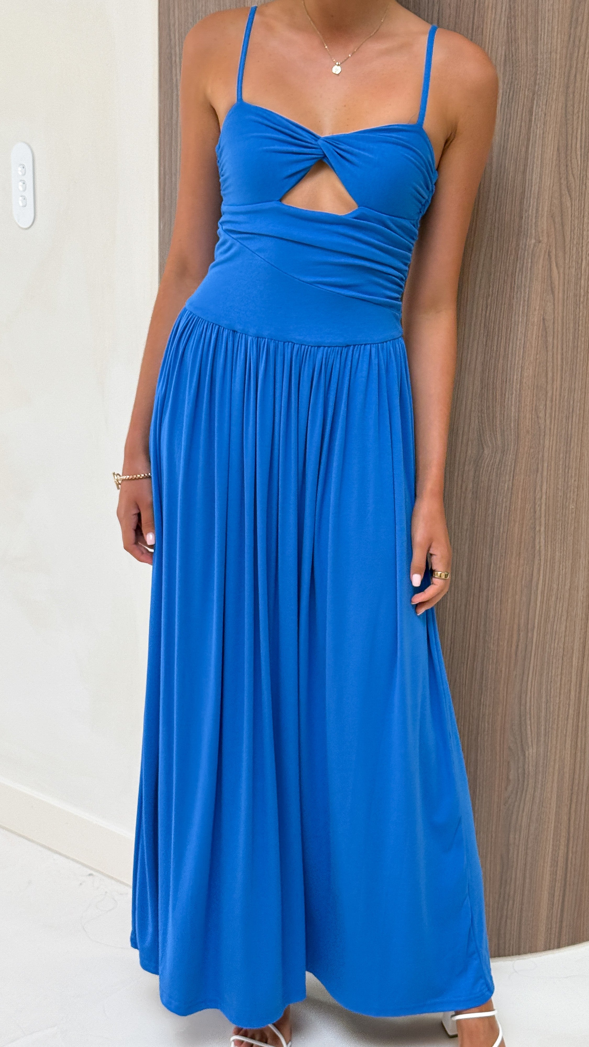 Libertine Maxi Dress - Cobalt Blue Long Sleeve Boho Flowy Dress for Women | Perfect for Beach Vacation, Summer Party & Casual Outings