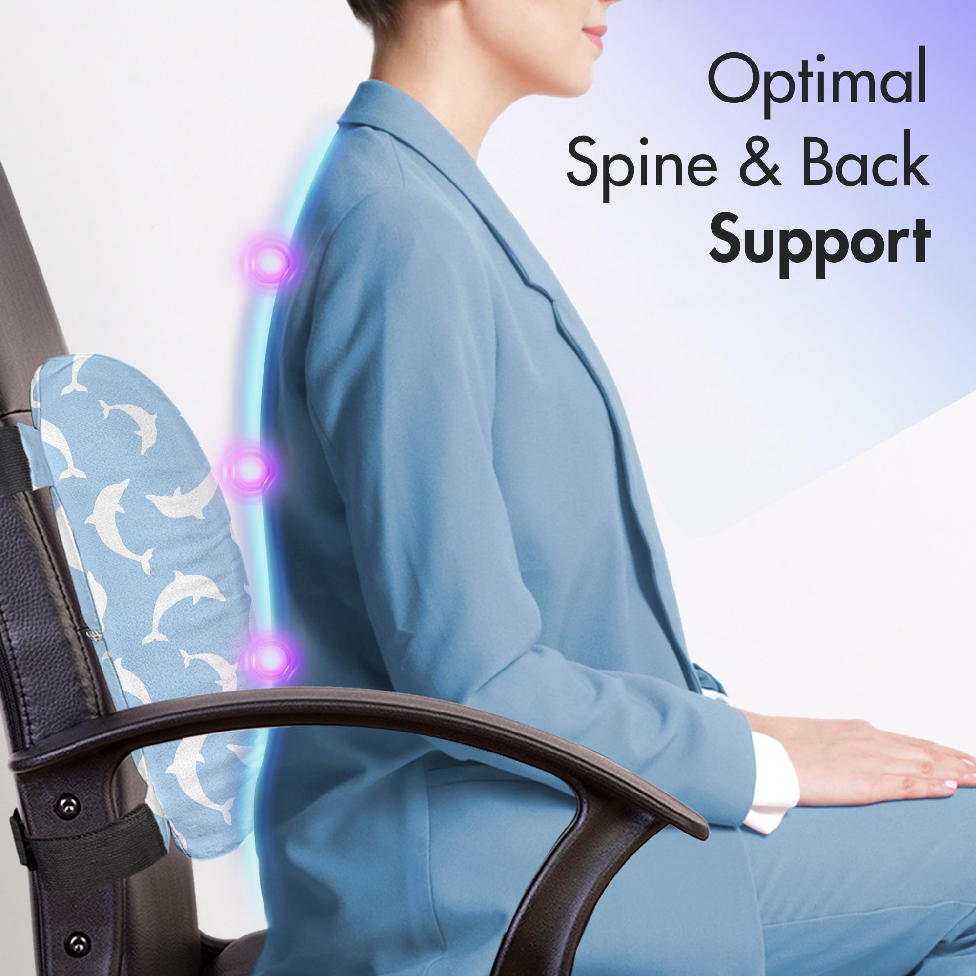 Ambesonne Sea Animals Lumbar Support Pillow - Dolphin Silhouette Design, High Density Foam for Office Chair & Car Seat (14