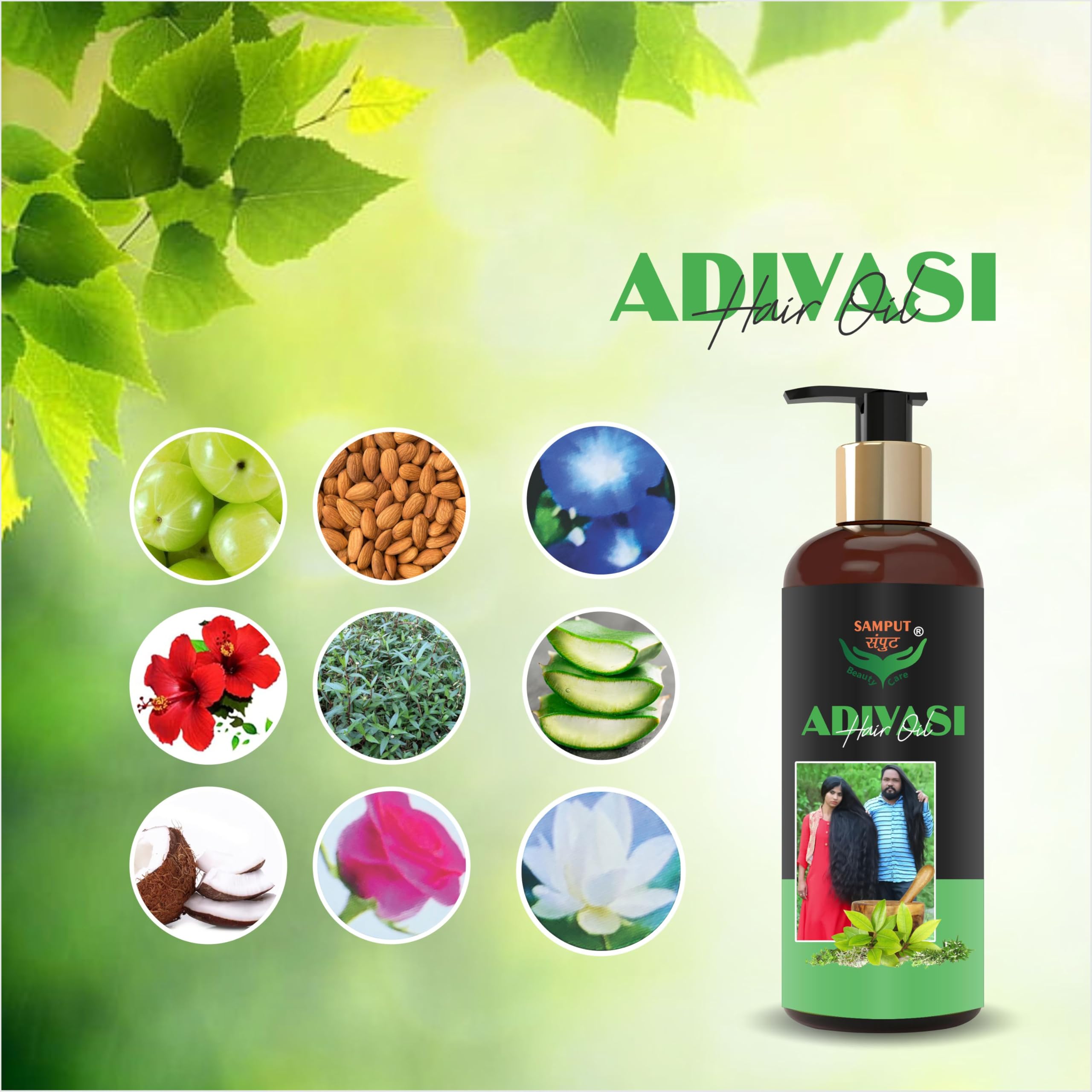 Adivasi Herbal Hair Growth Oil - 250ml for Men & Women | Natural Hair Fall Control & Strengthening Treatment | Perfect for Daily Scalp Massage & Thicker Hair