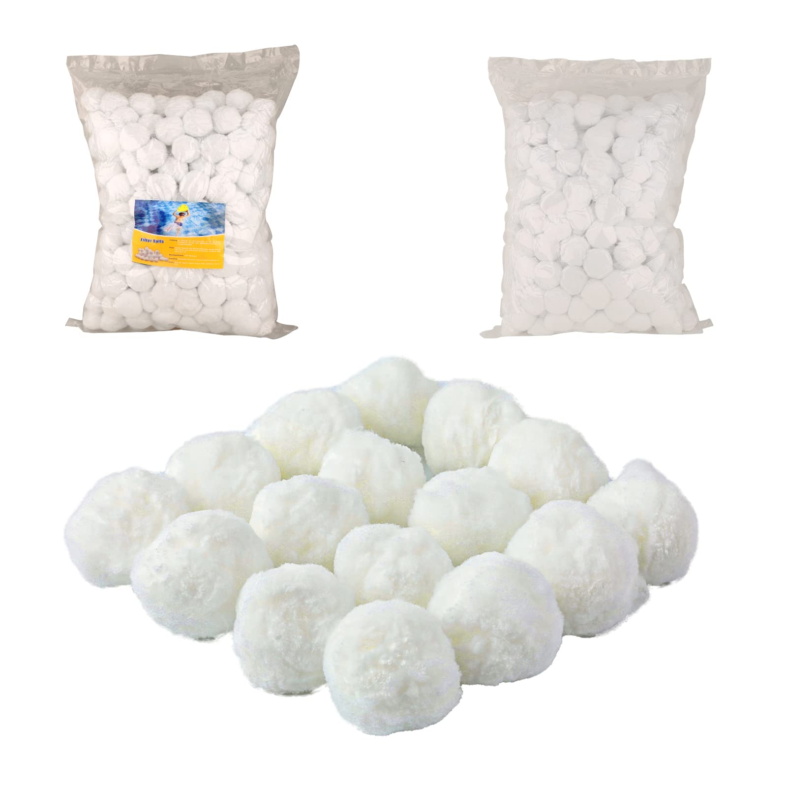3 Lbs Pool Filter Balls (1300g) - Premium Sand Filter Media for Above & In-Ground Pools, Spas & Bathtubs - Replaces 100 Lbs of Sand - Improves Water Clarity & Reduces Maintenance - Ideal for Residential & Commercial Pool Filtration Systems