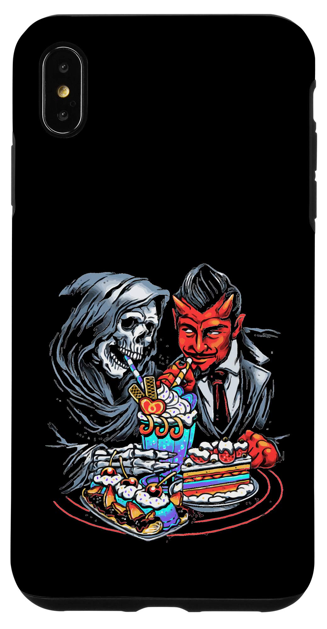 iPhone XS Max Grim Reaper & Satan Occult Halloween Goth Phone Case - Protective Cover for Dark Aesthetic, Gothic Fashion & Halloween Costume Accessories