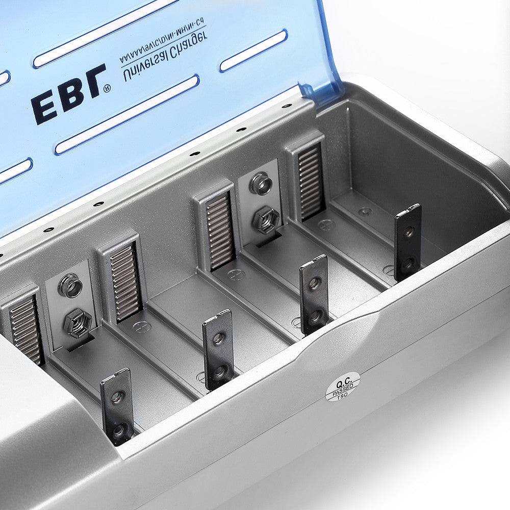 EBL 837 Universal Battery Charger for AA AAA 9V C D NiMH NiCD Rechargeable Batteries - Fast Charging for Home, Office, and Travel Use