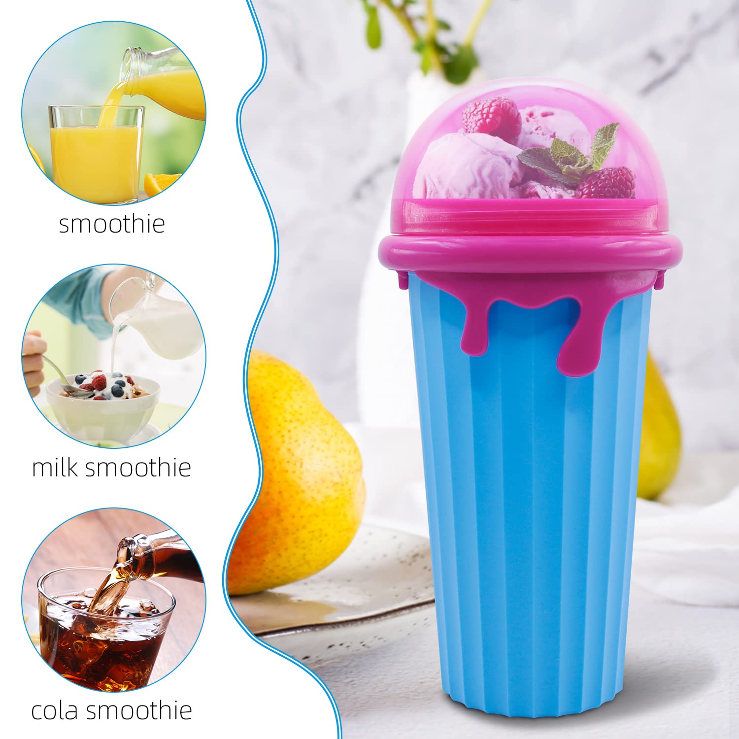 2 Pack Large 500ml Slushy Maker Cups - Magic Freeze Cooling Mug for Slushies, Milkshakes & Smoothies | Perfect for Summer Parties, BBQs, and Kids Treats