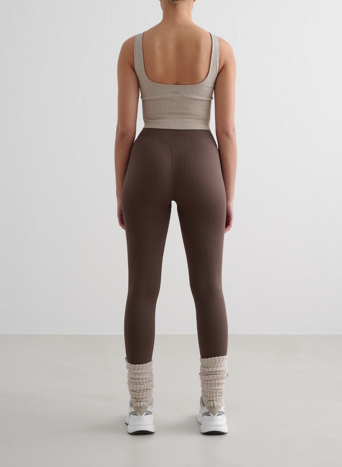 Macchiato Ribbed Seamless Tights for Women - High Waist Yoga Leggings, Workout Running Gym Pants, Comfortable Stretchy Soft Lounge Pants for Daily Wear