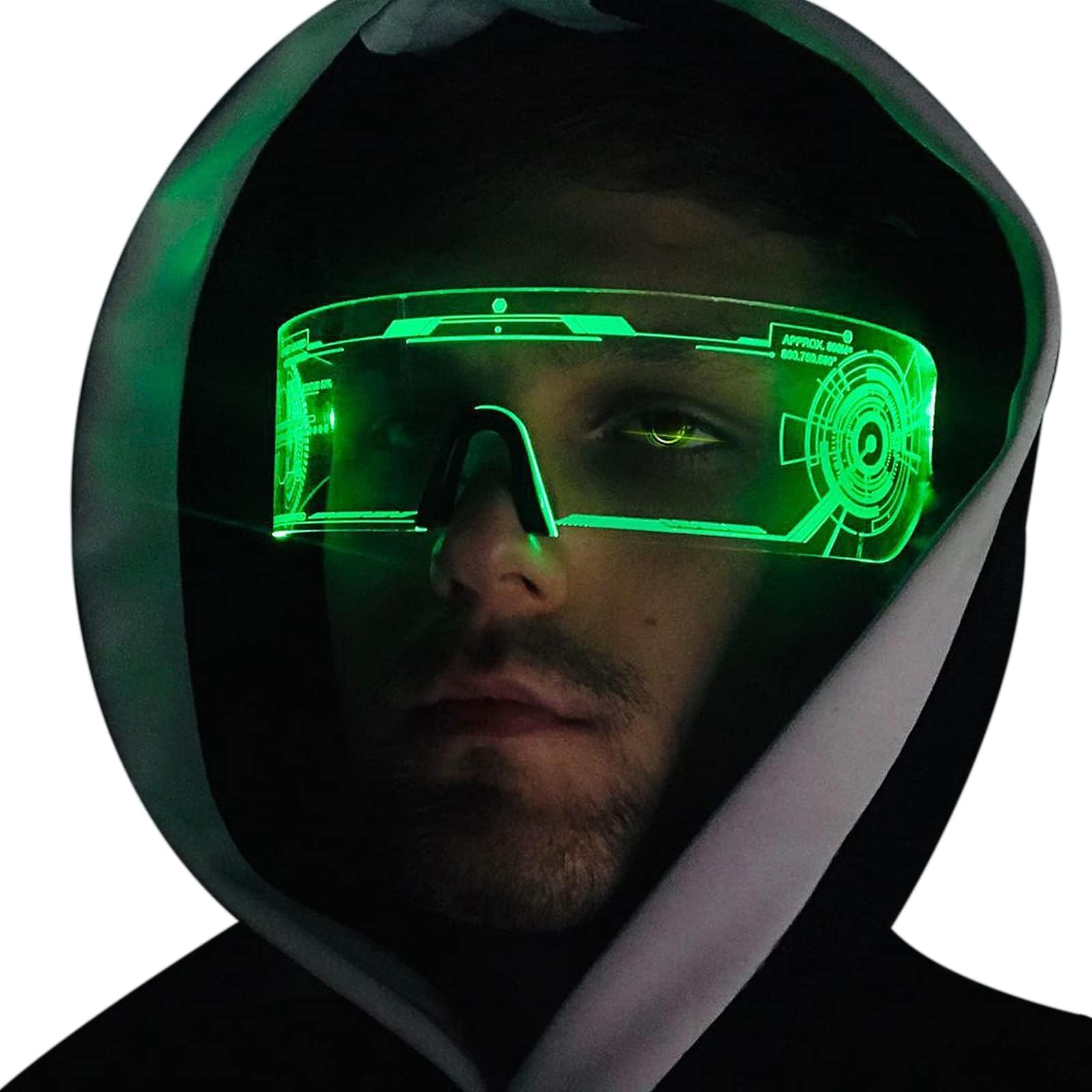 Cyberpunk LED Light Up Glasses for Adults - Futuristic Cosplay & Rave Party Accessory