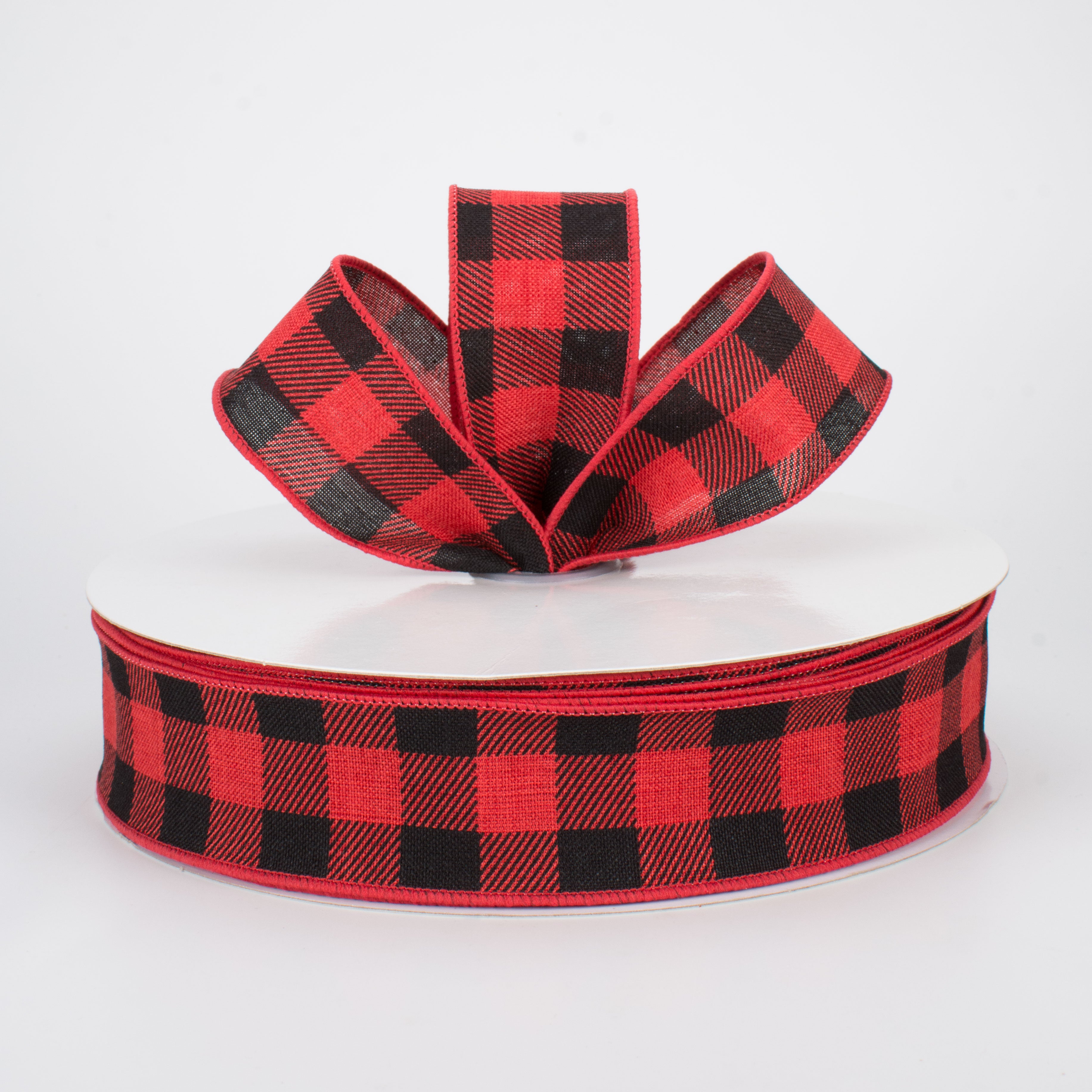 1.5 Inch Printed Plaid Check Ribbon - Red & Black Grosgrain Ribbon (50 Yards) for Gift Wrapping, Crafts, DIY Projects and Holiday Decorations