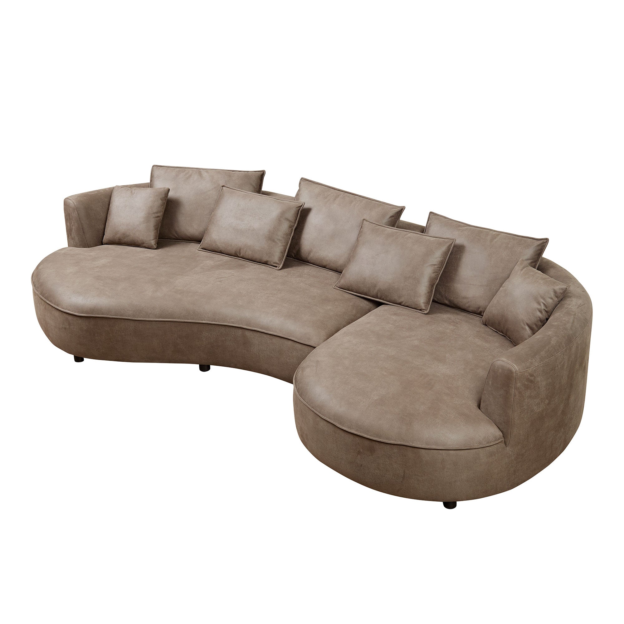 128.74 Inch Modern Sectional Curved Sofa with Leathaire Upholstery - 5-Seater L-Shaped Couch for Living Room, Apartment & Office - Brown Fabric Sofa Set | Perfect for Family Gatherings, Movie Nights & Contemporary Home Decor