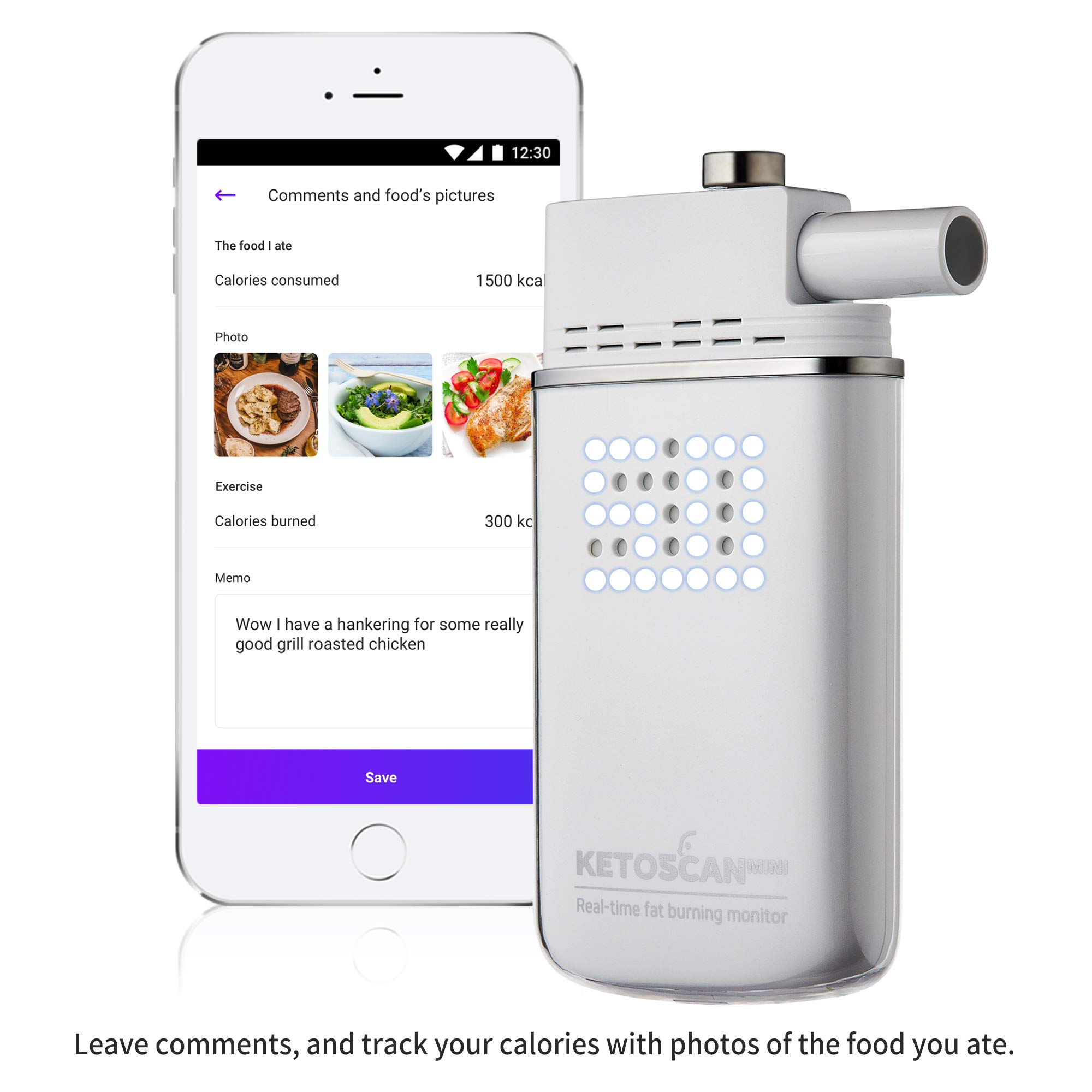 KETOSCAN Mini Breath Ketone Analyzer - Portable Ketosis & Fat Burning Monitor for Weight Loss, Keto Diet & Fitness Tracking | Home & Gym Use