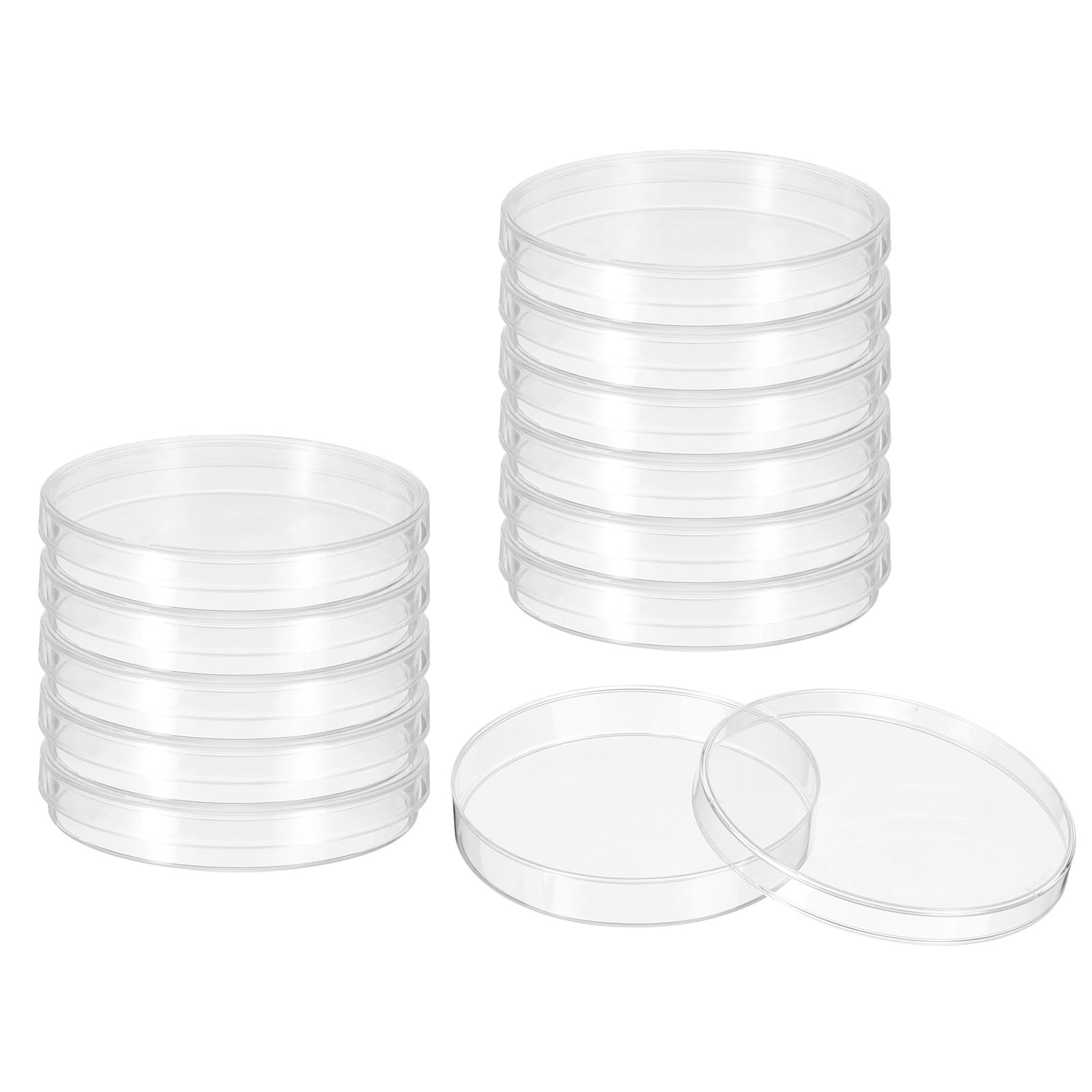 PATIKIL 100mm Plastic Petri Dishes with Lid - Pack of 12, Sterile Lab Petri Plates for Tissue Culture, Science Experiments & Microbiology - Clear Plastic for Easy Observation | Perfect for Classroom Labs, Research & DIY Science Projects