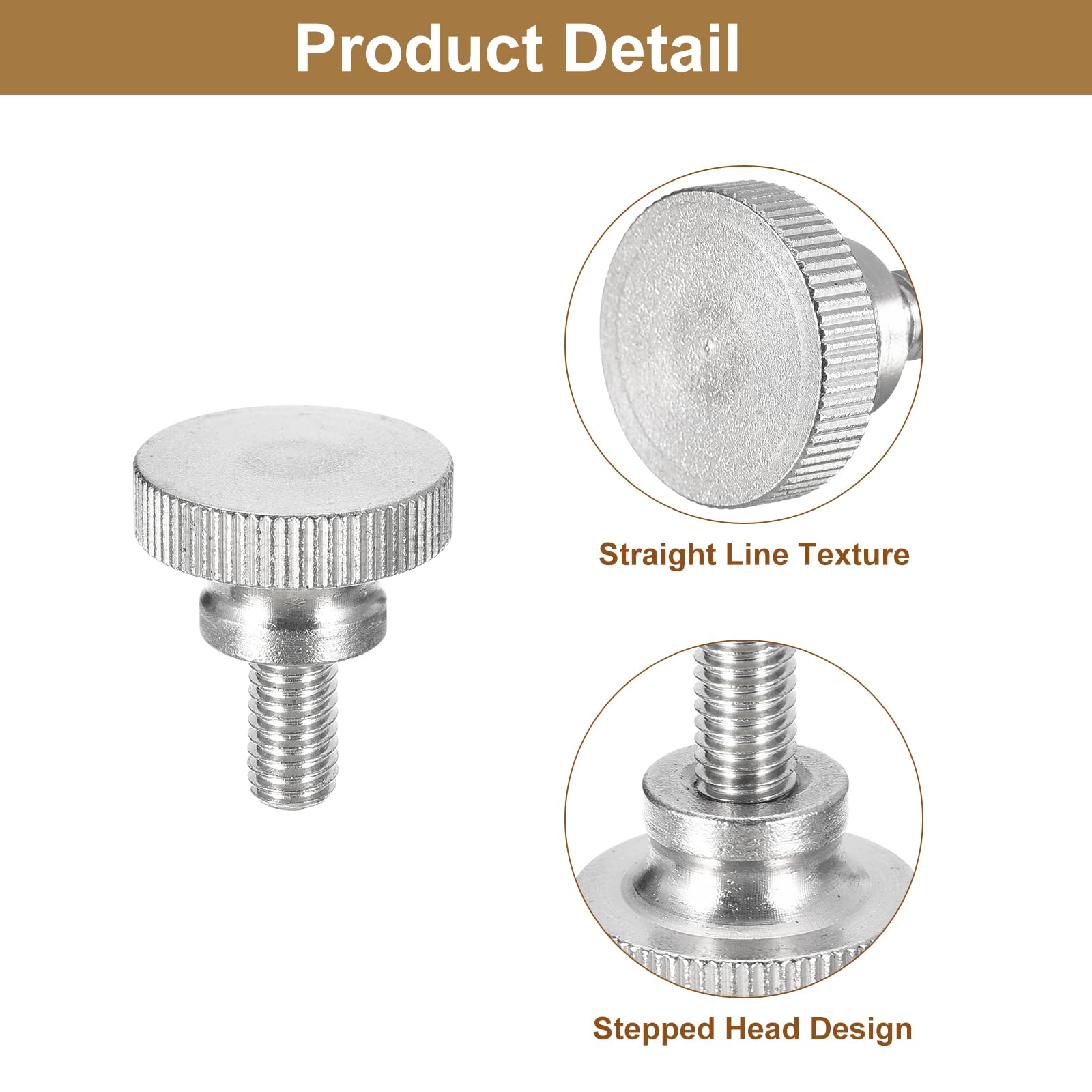304 Stainless Steel M6x12mm Knurled Thumb Screws 5pcs - for DIY & Electronics