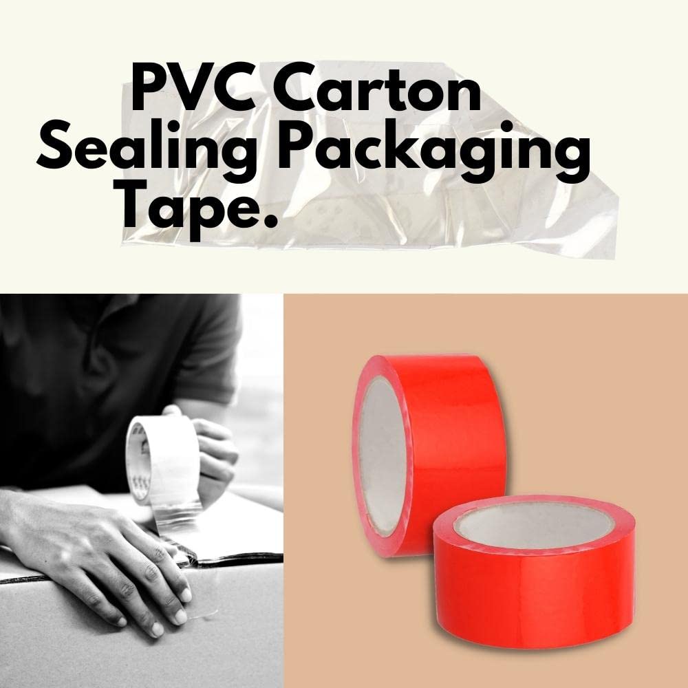 PSBM 2 Inch x 55 Yards PVC Packing Tape - 36 Pack Red Shipping Tape for Dispenser Refill | Ideal for Moving, Storage & Package Sealing | Durable Adhesive for Home, Office & Warehouse Use