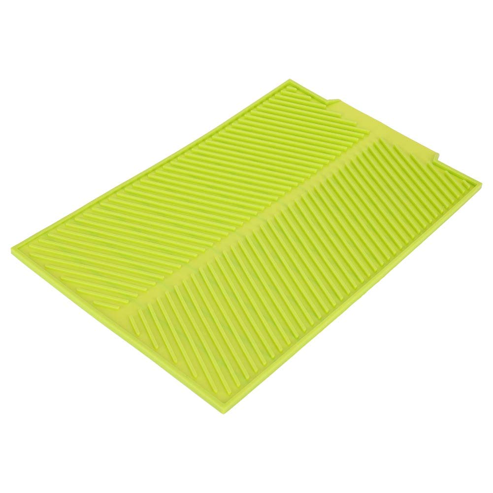Universal Silicone Drain Mat - Non-Slip, Heat Resistant Dish Drying Rack Pad | Roll-Up Design for Easy Storage | Perfect for Kitchen Sink, Countertop & Dish Drying (Green)