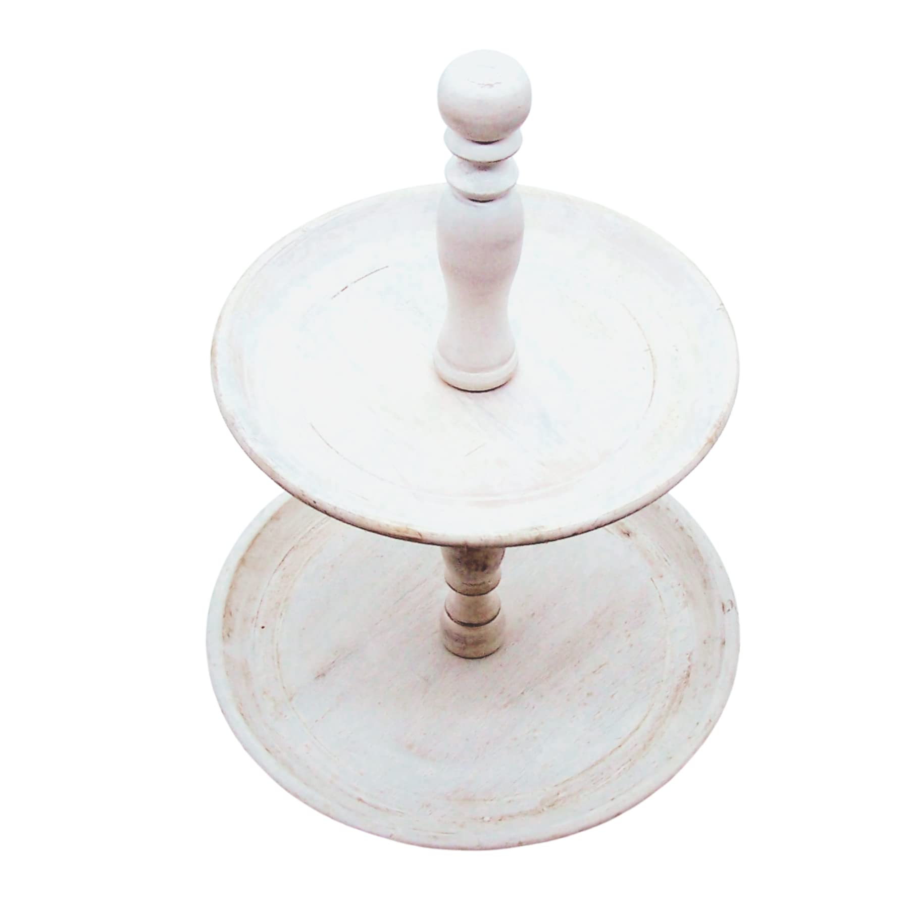 Whitewashed 2-Tier Round Wooden Riser - 11 Inch Rustic Farmhouse Decor for Dessert Display & Appetizer Stand | Perfect for Weddings, Parties & Home Decor