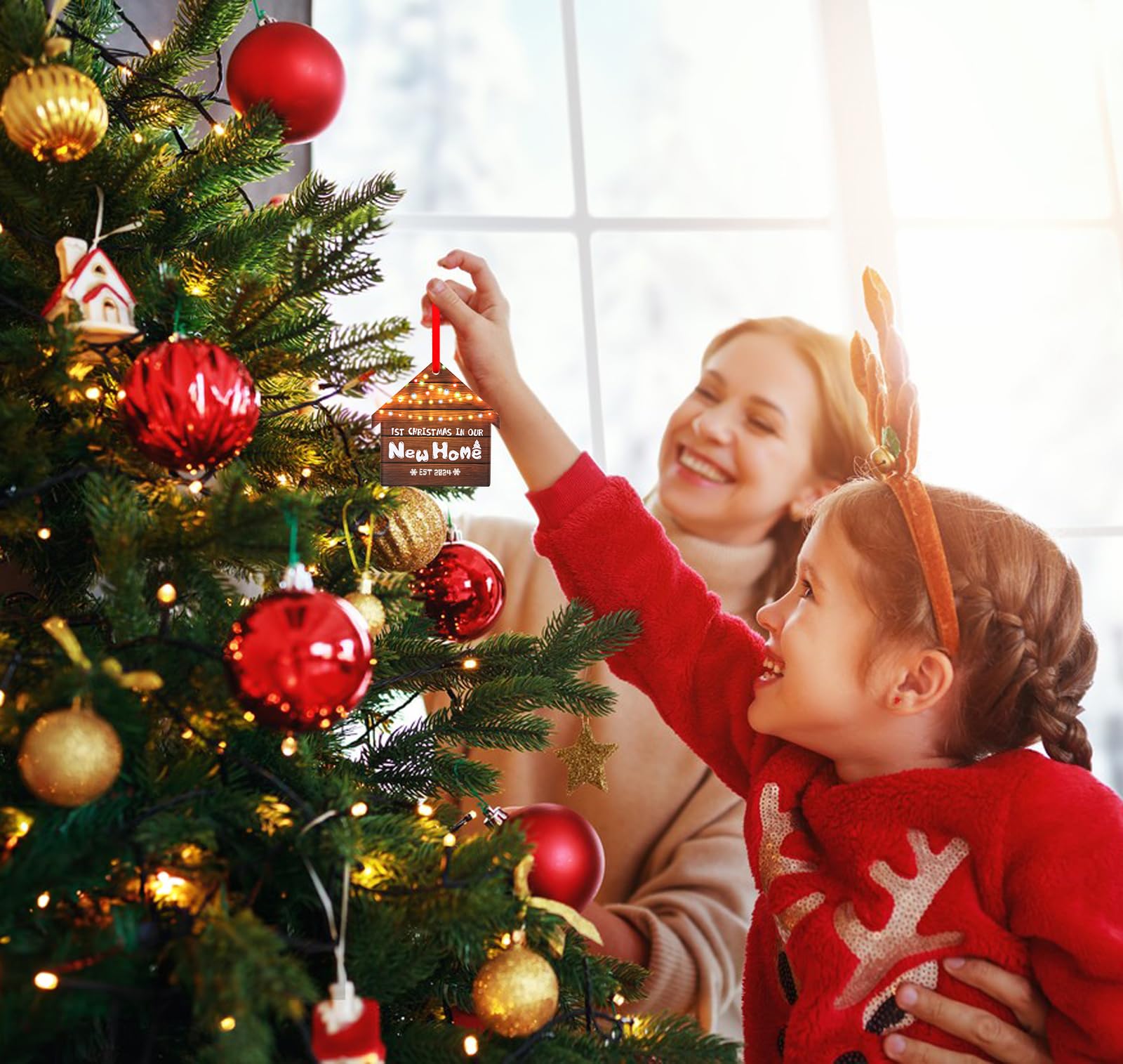 WaaHome First Christmas in Our New Home Ornaments 2024 - Elegant New House Christmas Tree Decorations, Perfect Housewarming Gifts for New Homeowners | Ideal for Holiday Decor, First Home Celebrations & Festive Tree Trimming