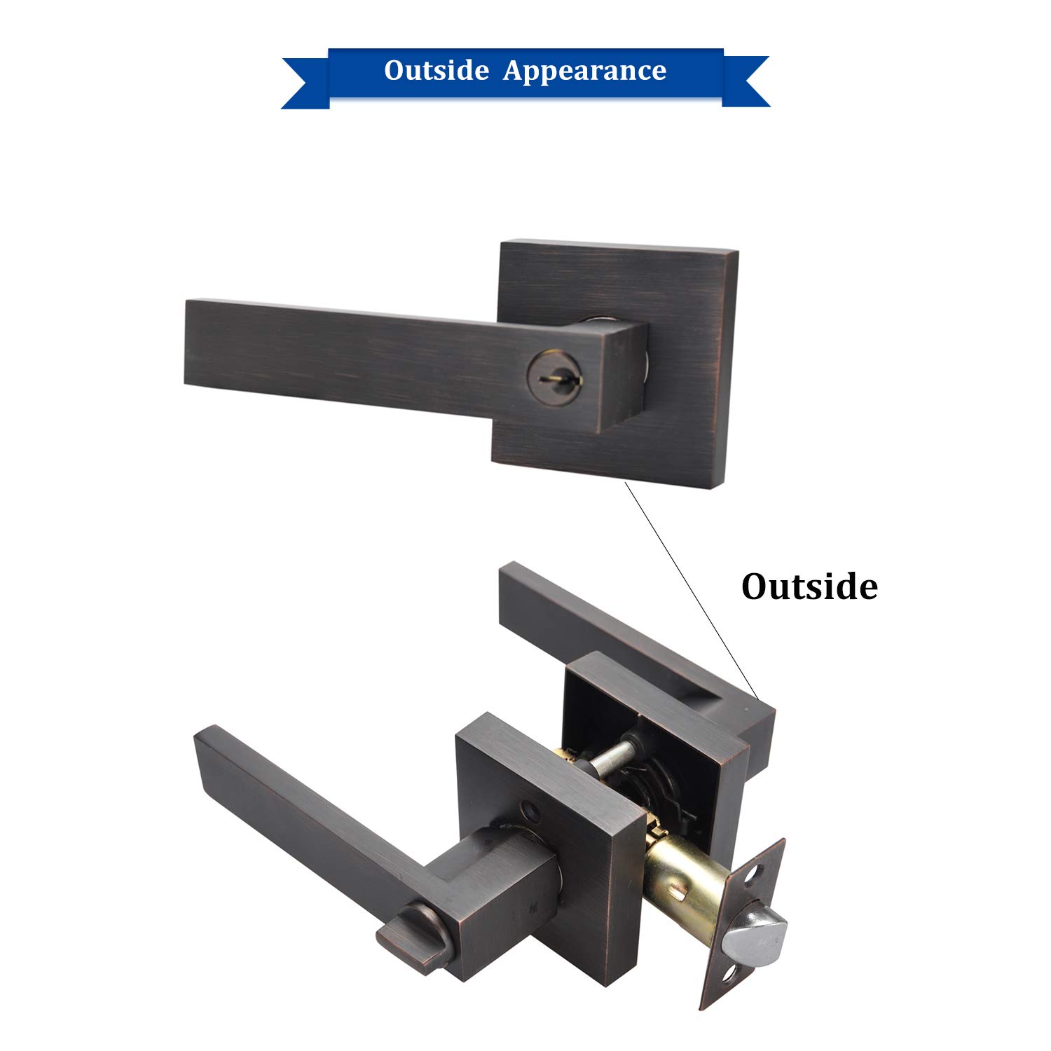 Heavy Duty Keyed Entry Lever Lock for Exterior Doors - Oil Rubbed Bronze Finish - Secure Front Entrance Door Handle - Perfect for Homes, Offices & Commercial Buildings